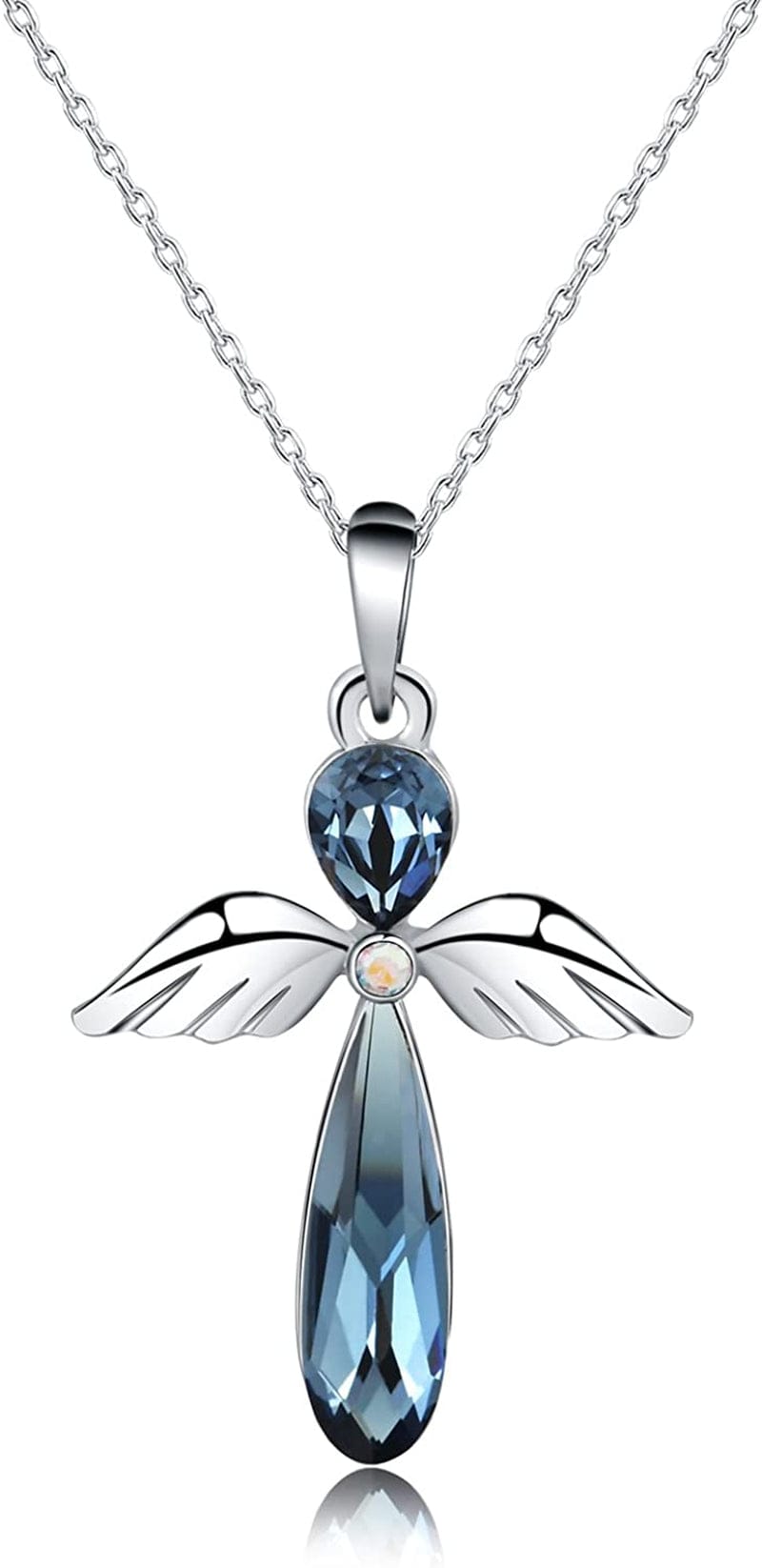 Guardian Angel Pendant Necklace for Women/Girls, Crystal Necklace Jewelry Gift