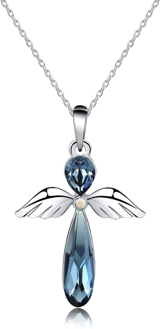 Guardian Angel Pendant Necklace for Women/Girls, Crystal Necklace Jewelry Gift