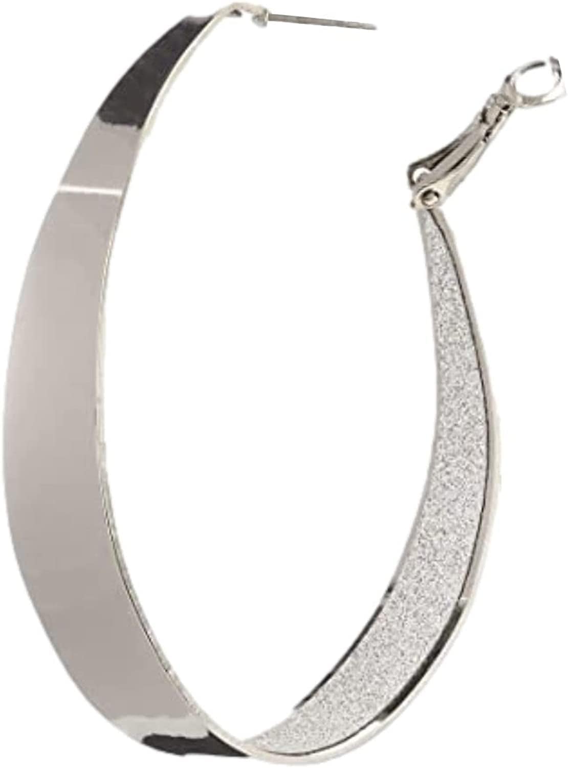 Guess Large Oval Glitter Hoop Earrings