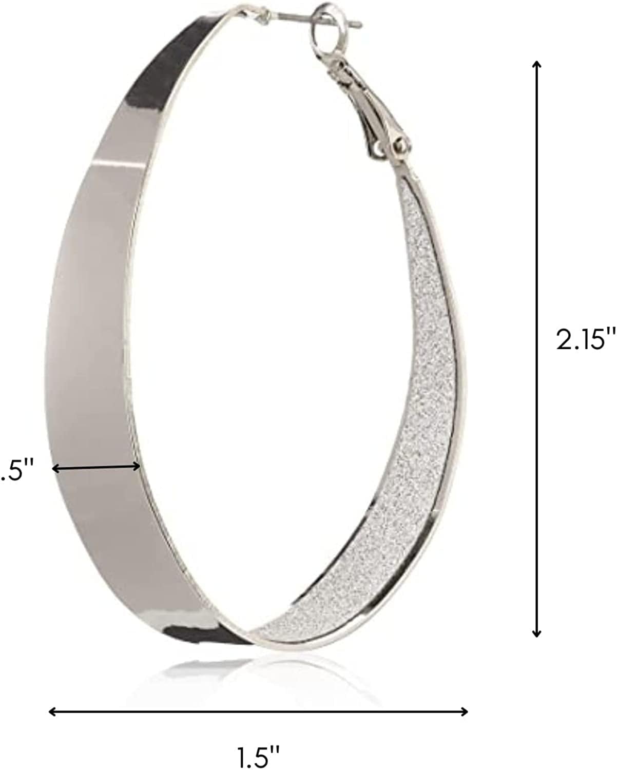 Guess Large Oval Glitter Hoop Earrings