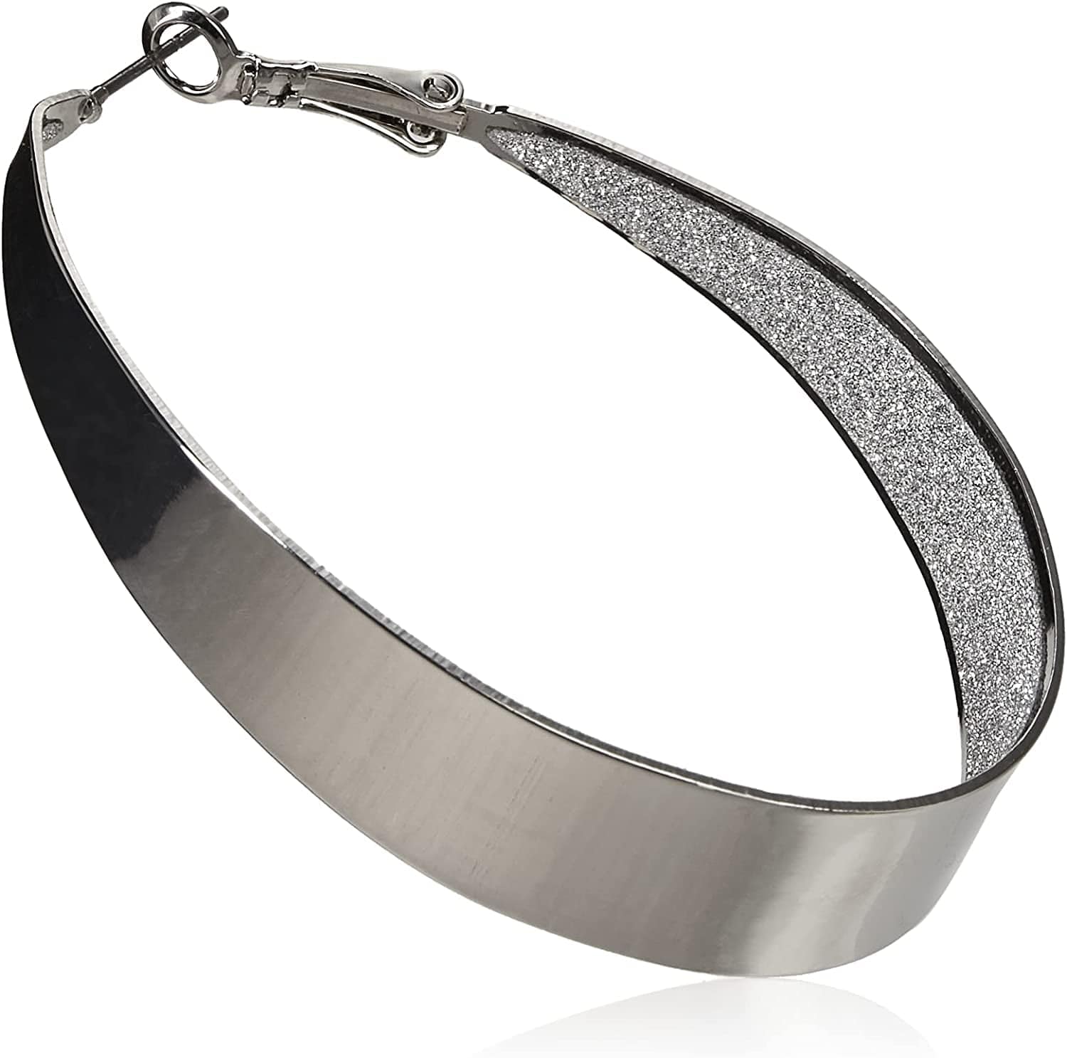 Guess Large Oval Glitter Hoop Earrings