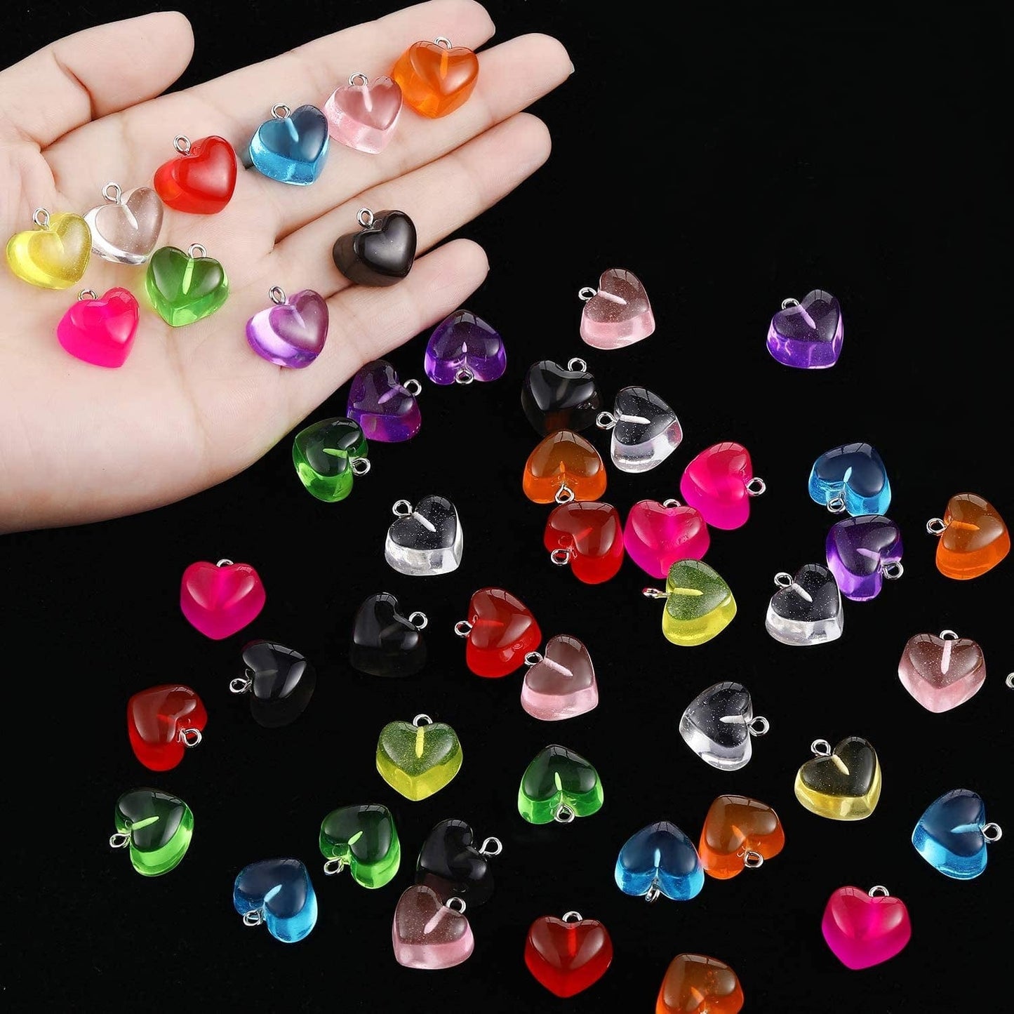 Gummy Heart Charms Pendant Colorful Love Heart Candy Valentine'S Day Pendant Charm Keychains Necklace Earring Pendant for DIY Jewelry Crafts Supplies