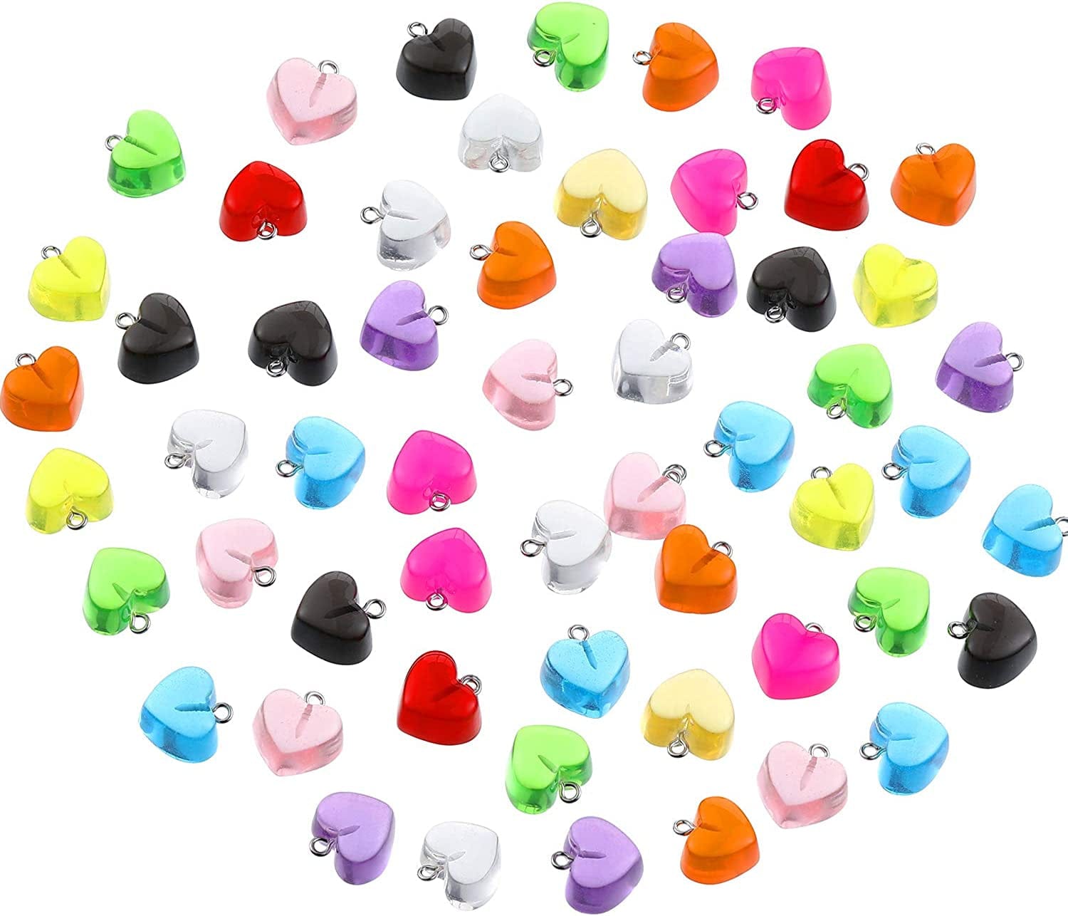 Gummy Heart Charms Pendant Colorful Love Heart Candy Valentine'S Day Pendant Charm Keychains Necklace Earring Pendant for DIY Jewelry Crafts Supplies