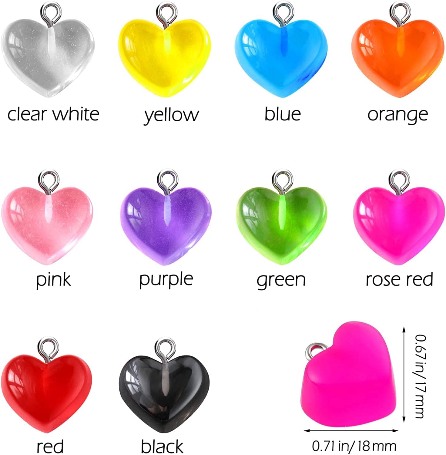 Gummy Heart Charms Pendant Colorful Love Heart Candy Valentine'S Day Pendant Charm Keychains Necklace Earring Pendant for DIY Jewelry Crafts Supplies