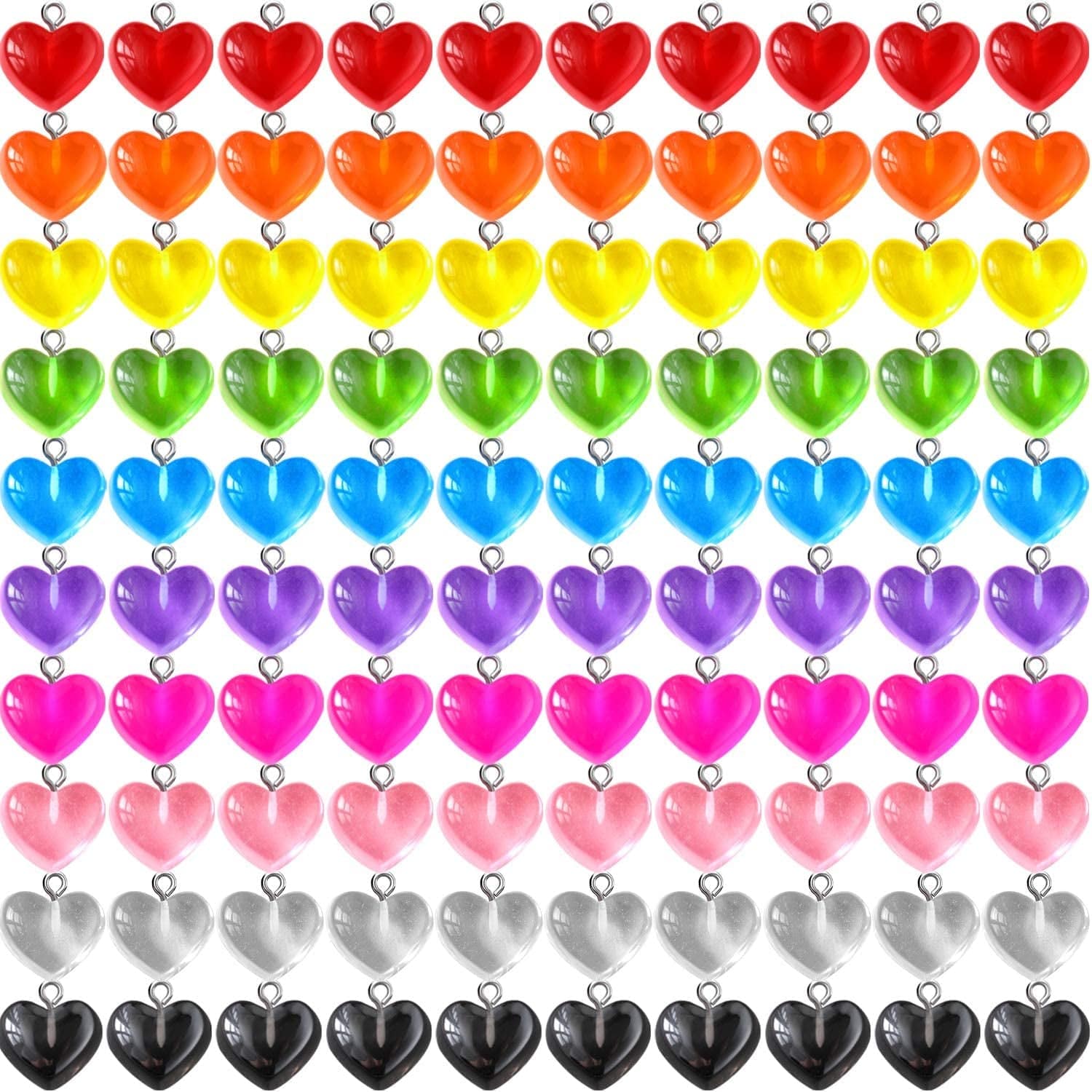 Gummy Heart Charms Pendant Colorful Love Heart Candy Valentine'S Day Pendant Charm Keychains Necklace Earring Pendant for DIY Jewelry Crafts Supplies 100