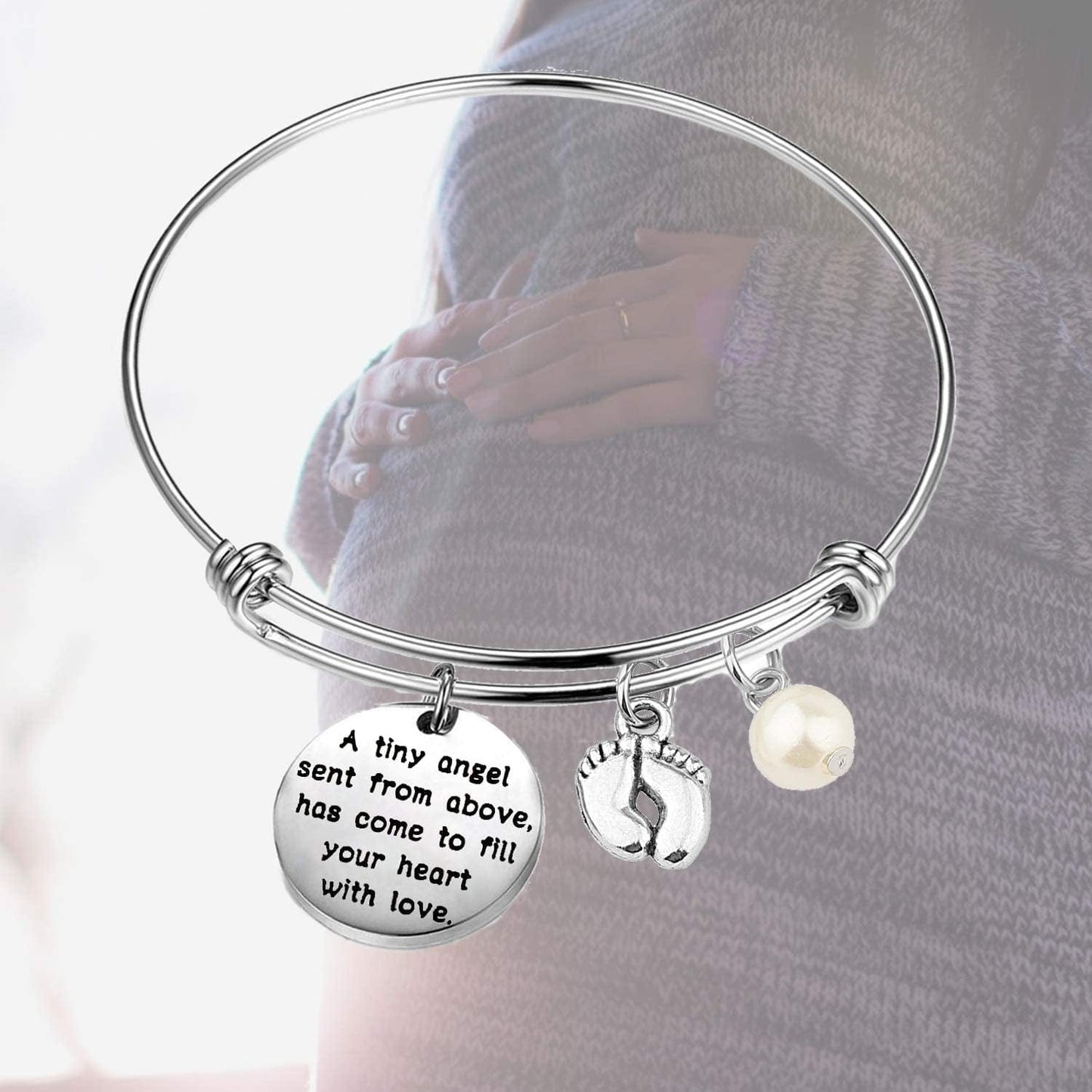 Gzrlyf New Mommy Bracelet New Mom Jewelry Pregnancy Gifts Mommy to Be Gifts a Tiny Angel Sent from above Has Come to Fill Your Heart with Love Apparel & Accessories > Jewelry > Bracelets Gzrlyf