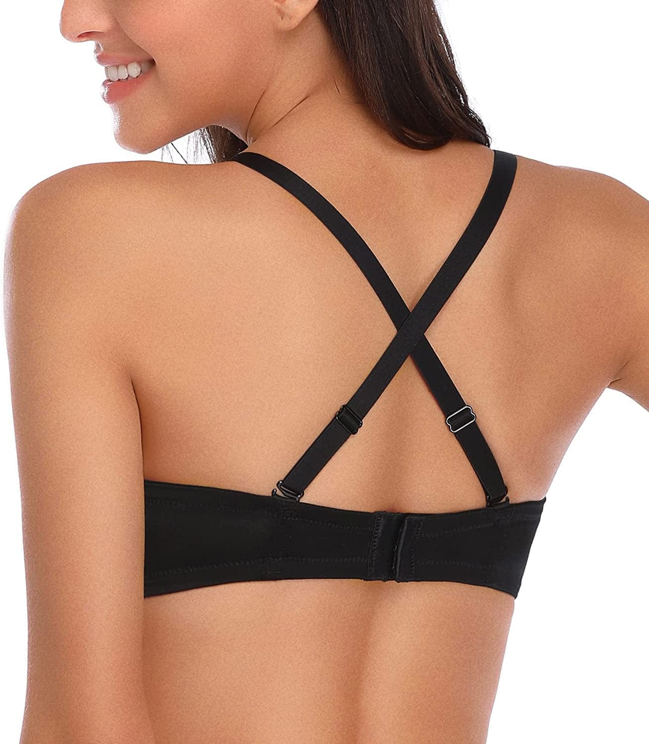 HACI Full Coverage Strapless Bra for Women Multiway Underwire Bras(Black,44Dd)