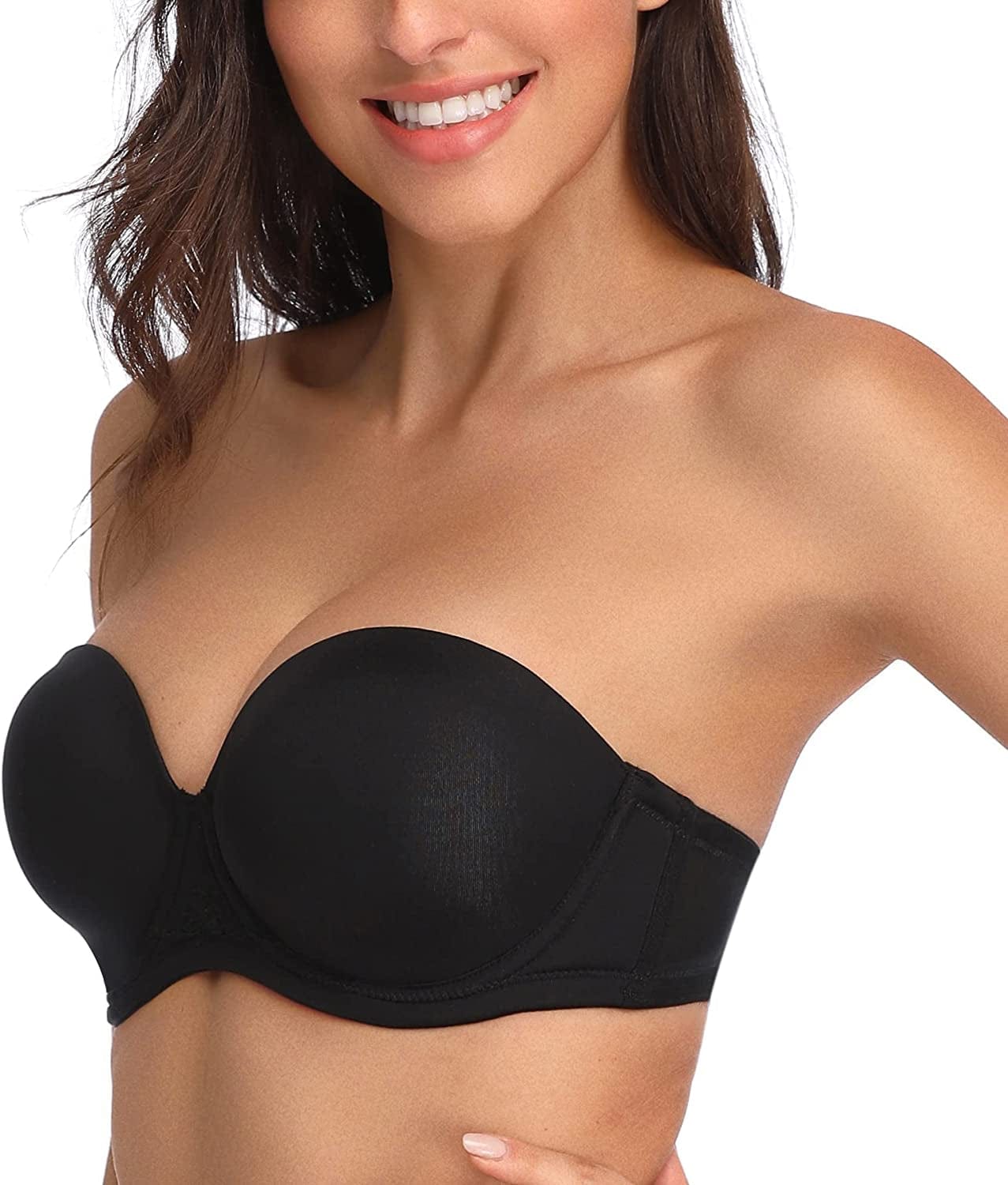 HACI Full Coverage Strapless Bra for Women Multiway Underwire Bras(Black,44Dd)