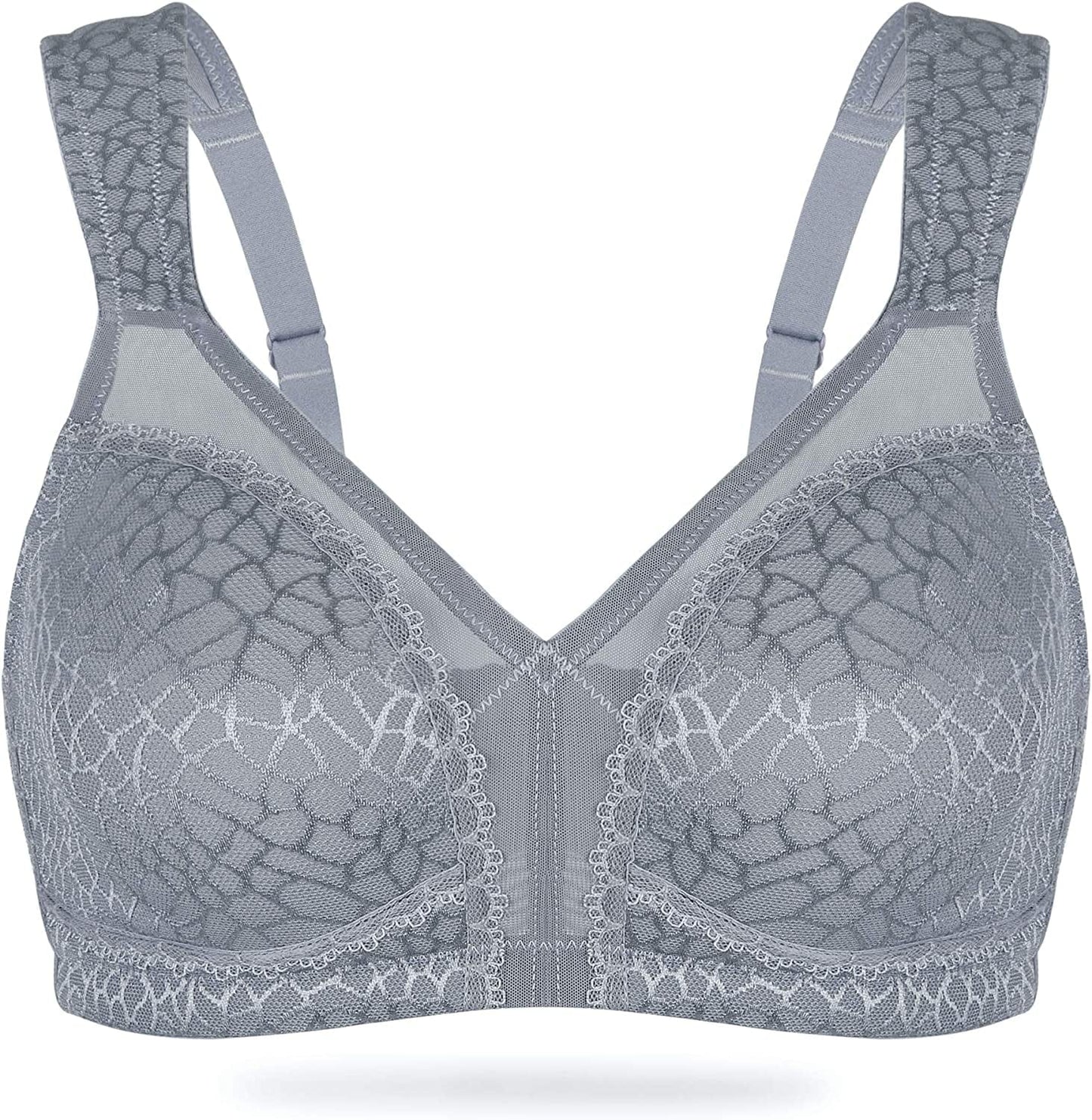 HACI Women'S Full Coverage Non Padded Wirefree plus Size Minimizer Bra for Large Bust Support Seamless Gray / 44G