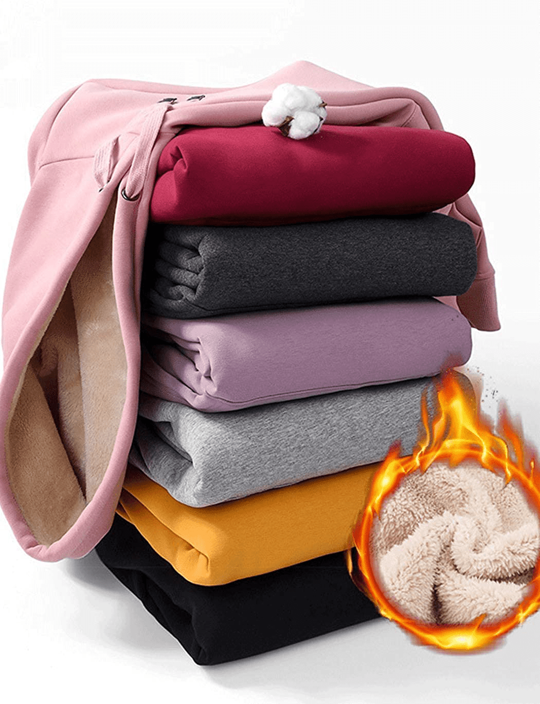 Haellun Womens Casual Winter Warm Fleece Sherpa Lined Pullover Hooded Sweatshirt Apparel & Accessories > Clothing > Activewear Kylie Max