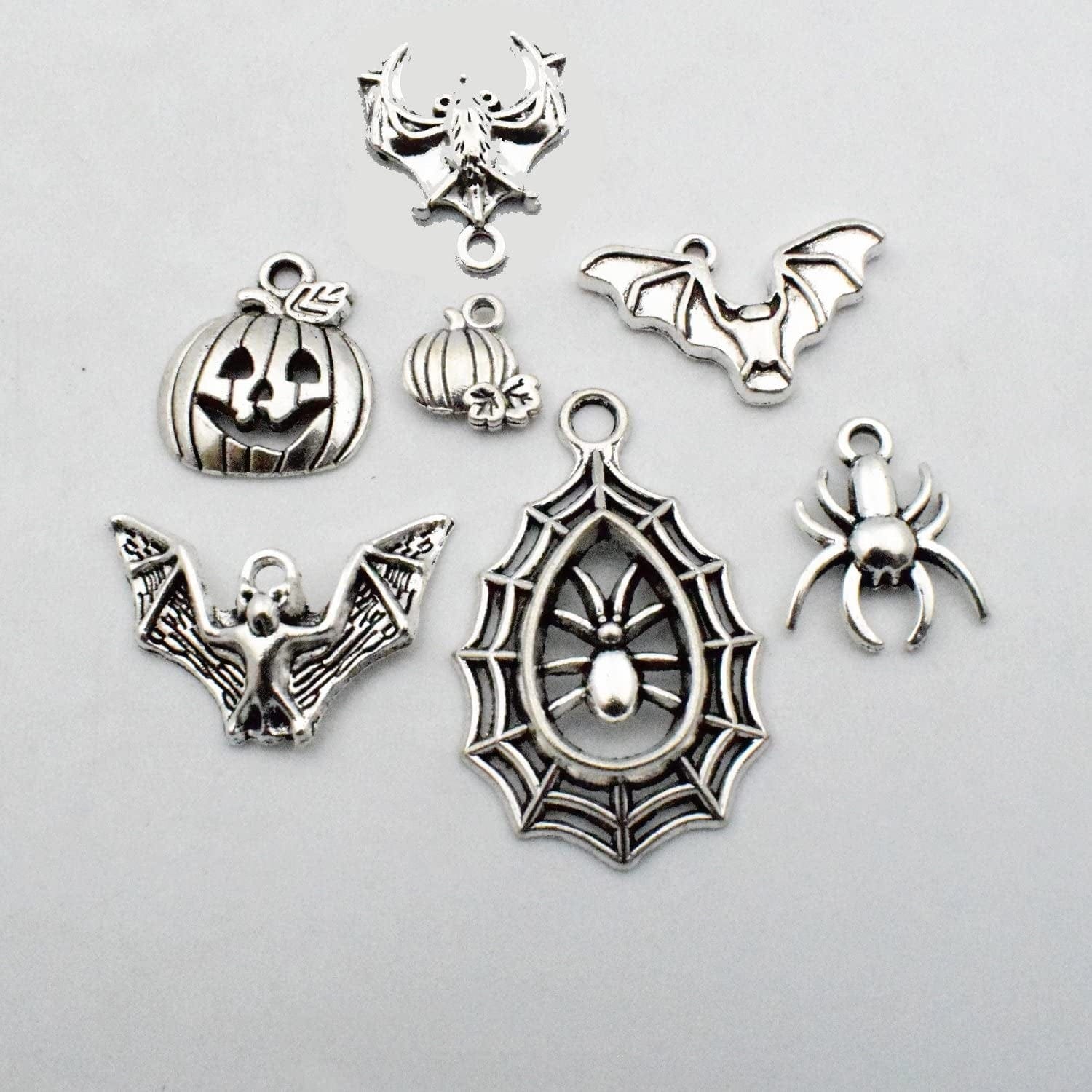 Halloween Charm-Antique Silver Halloween Collection Craft Supplies Charms Pendants for Crafting, Jewelry Findings Making Accessory for DIY Necklace Bracelet