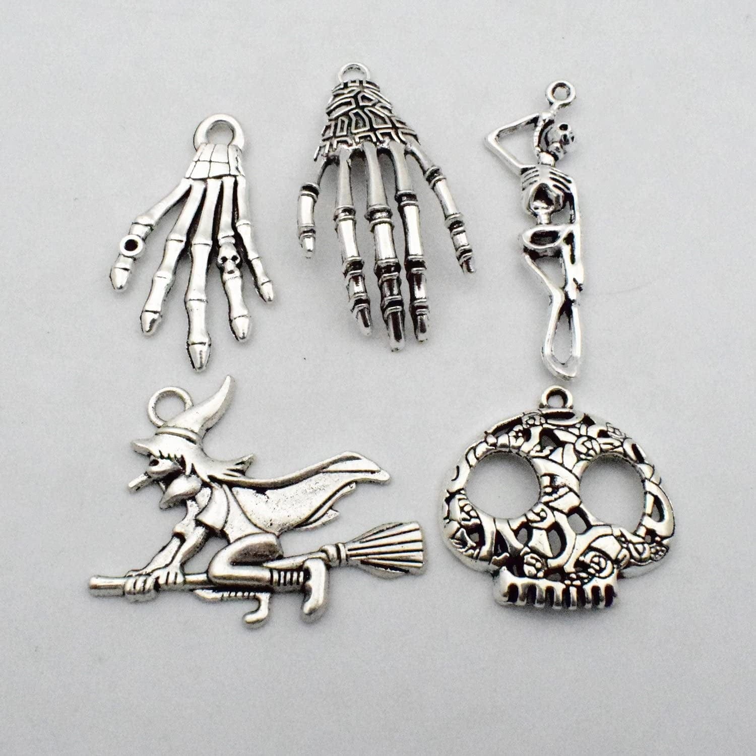 Halloween Charm-Antique Silver Halloween Collection Craft Supplies Charms Pendants for Crafting, Jewelry Findings Making Accessory for DIY Necklace Bracelet