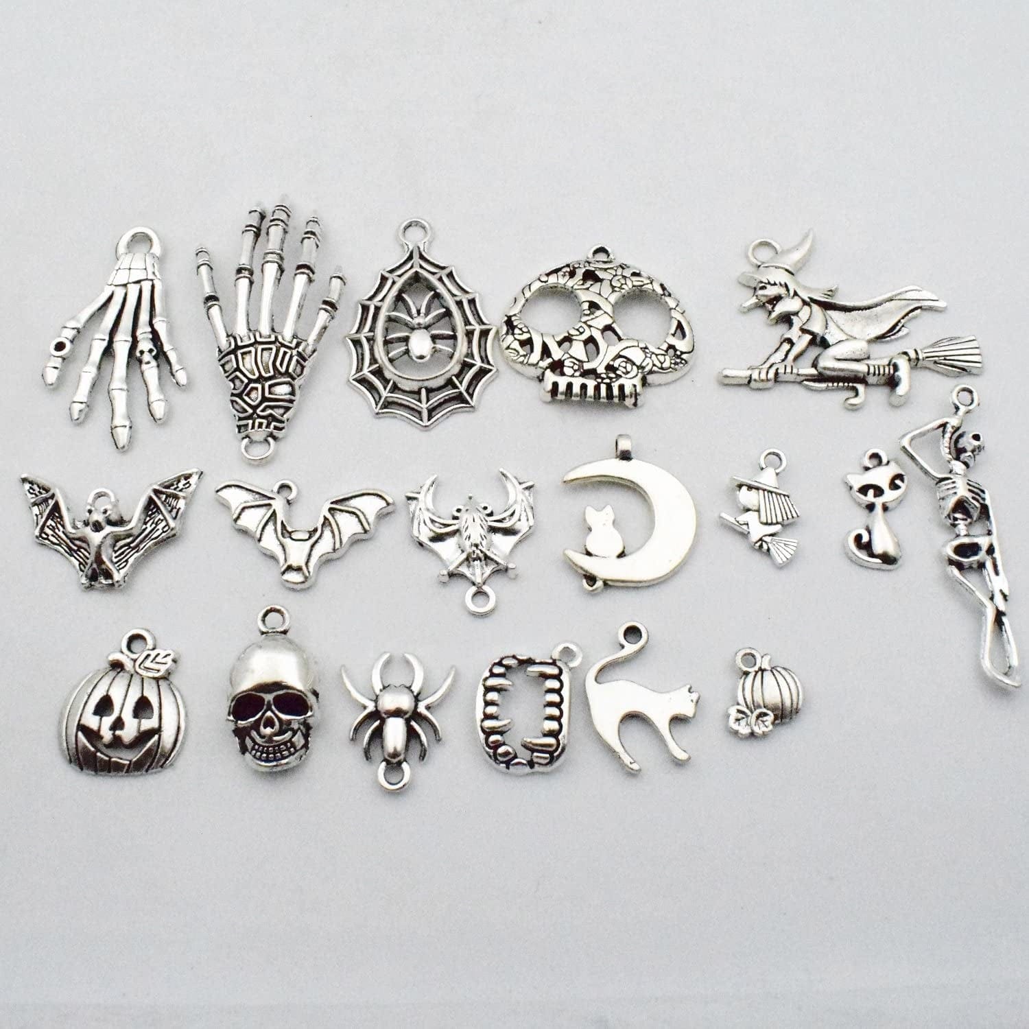 Halloween Charm-Antique Silver Halloween Collection Craft Supplies Charms Pendants for Crafting, Jewelry Findings Making Accessory for DIY Necklace Bracelet