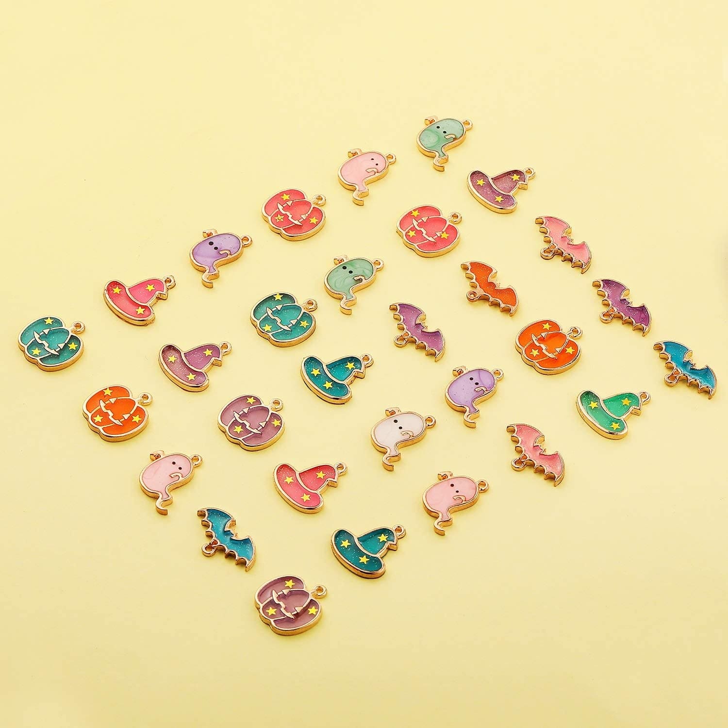 Halloween DIY Charms Halloween Alloy Charms Pendants Pumpkin Ghost Wizard Hat Jewelry Making Charms for DIY Halloween Jewelry Necklace Bracelet Accessories