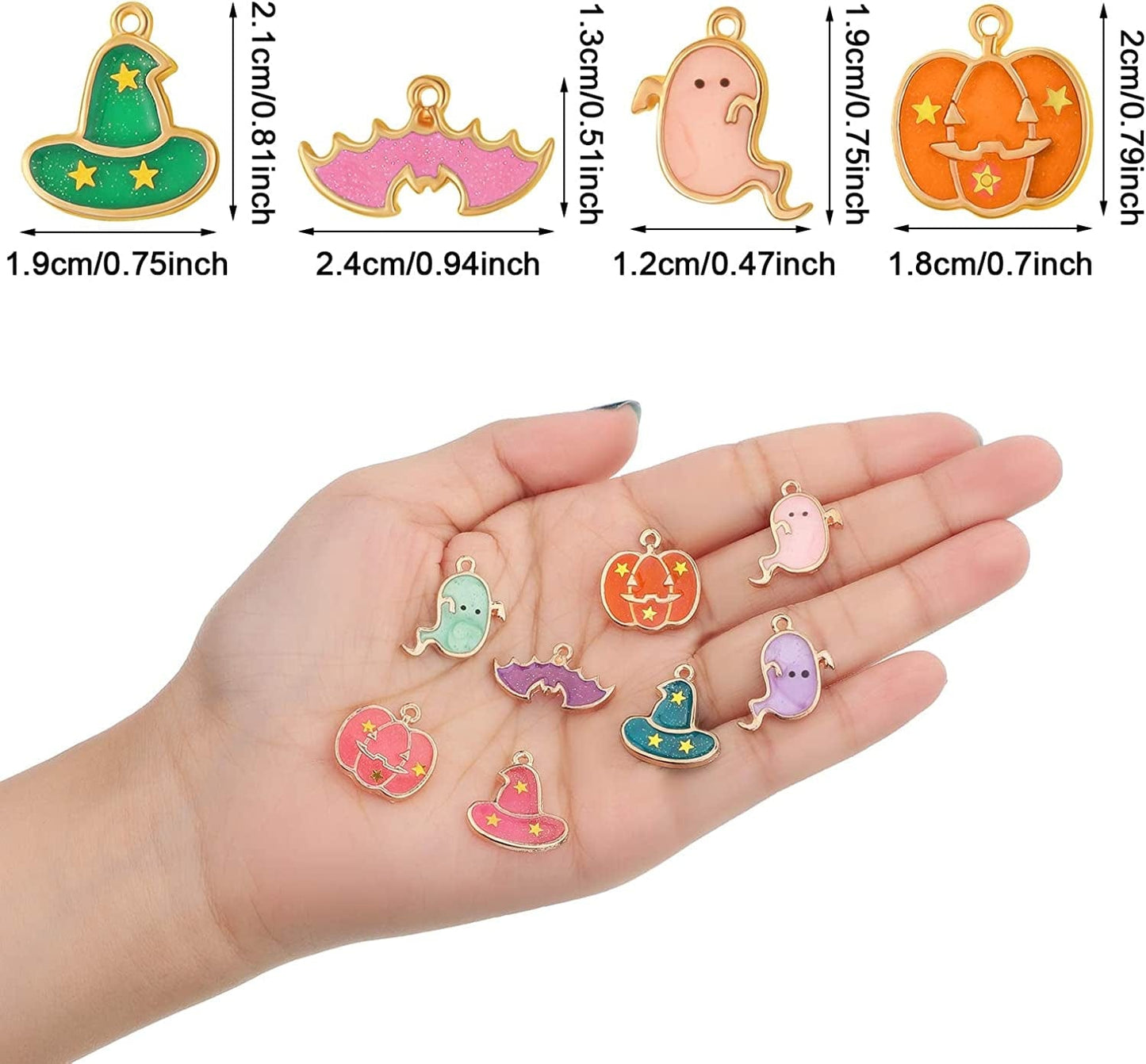 Halloween DIY Charms Halloween Alloy Charms Pendants Pumpkin Ghost Wizard Hat Jewelry Making Charms for DIY Halloween Jewelry Necklace Bracelet Accessories