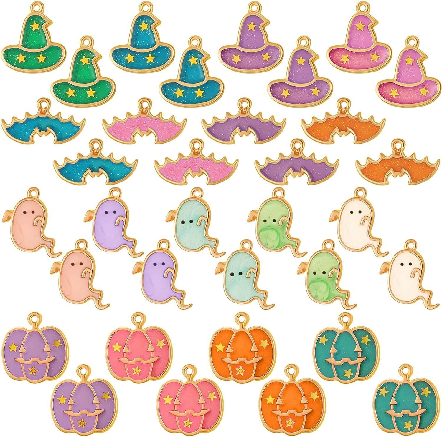 Halloween DIY Charms Halloween Alloy Charms Pendants Pumpkin Ghost Wizard Hat Jewelry Making Charms for DIY Halloween Jewelry Necklace Bracelet Accessories 34