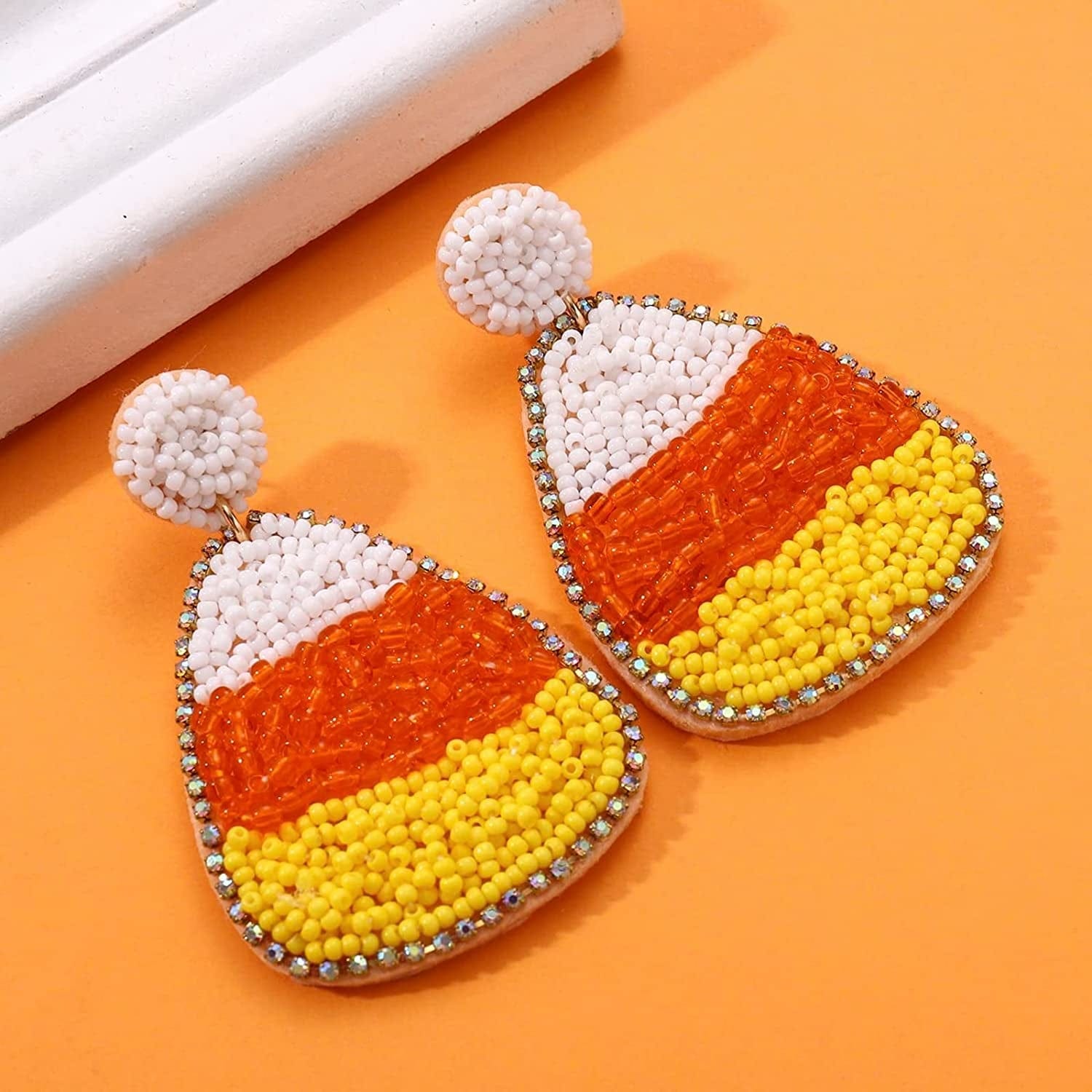 Halloween Earrings Beaded Fringe Pumpkin Spooky Ghost Dangle Earrings Halloween Costume Accessory Idea Gifts for Women