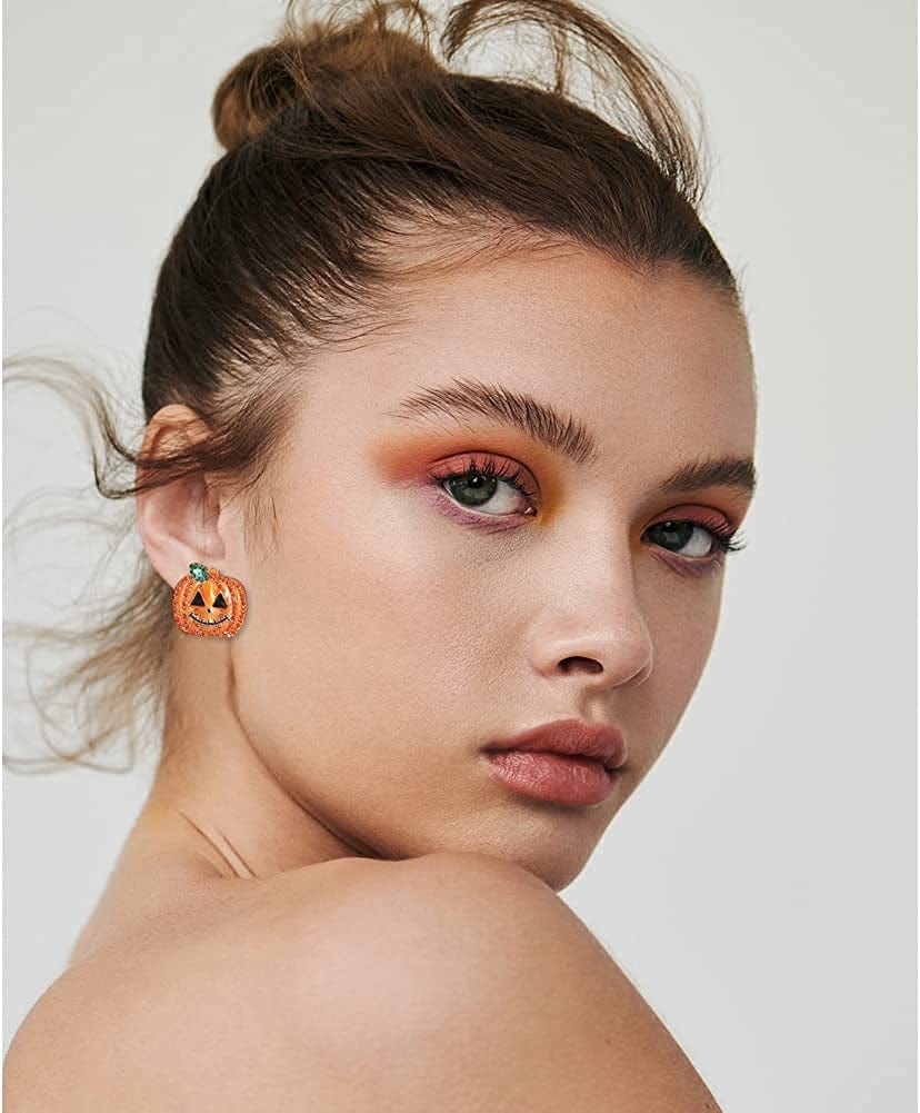 Halloween Earrings for Women Pumpkin Stud Earrings Spider Dangle Earrings Pumpking Dangle Earrings Spider Web Drop Earrings Halloween Jewelry