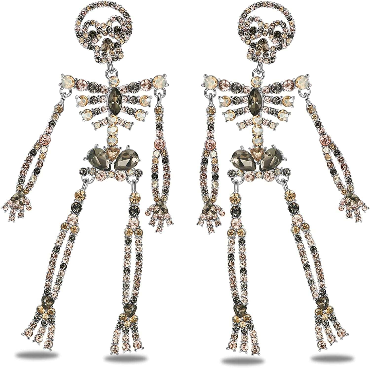 Halloween Earrings for Women Skeleton Earrings Skull Dangle Earrings Gothic Jewelry Cool Jewelry Funny Earrings Halloween Jewelry with Colorful Rhinestone