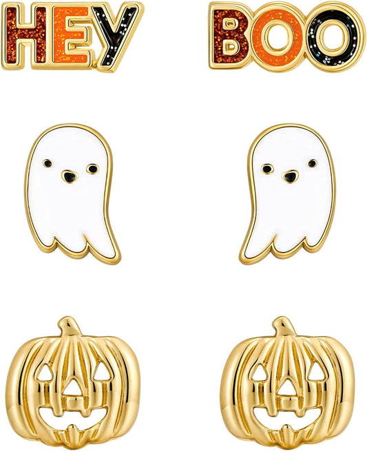 Halloween Pumpkin Earrings Cute Pumpkin Earrings Halloween Earrings for Women Holiday Night Costume Jewelry Smiling Face Pumpkin Drop Earrings 3PCS Pumpkin