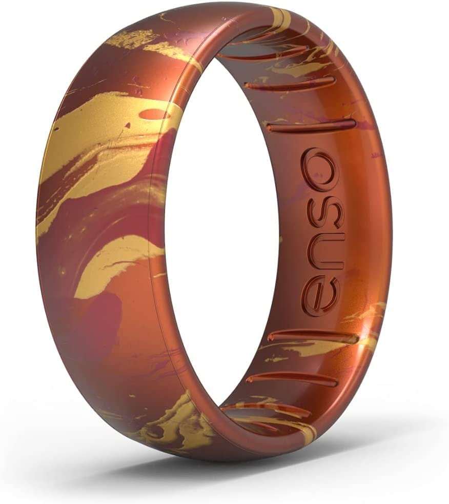 Handcrafted Classic Silicone Ring – Comfortable and Flexible Design – 6.6Mm Wide, 1.75Mm Thick Sunburst / 14
