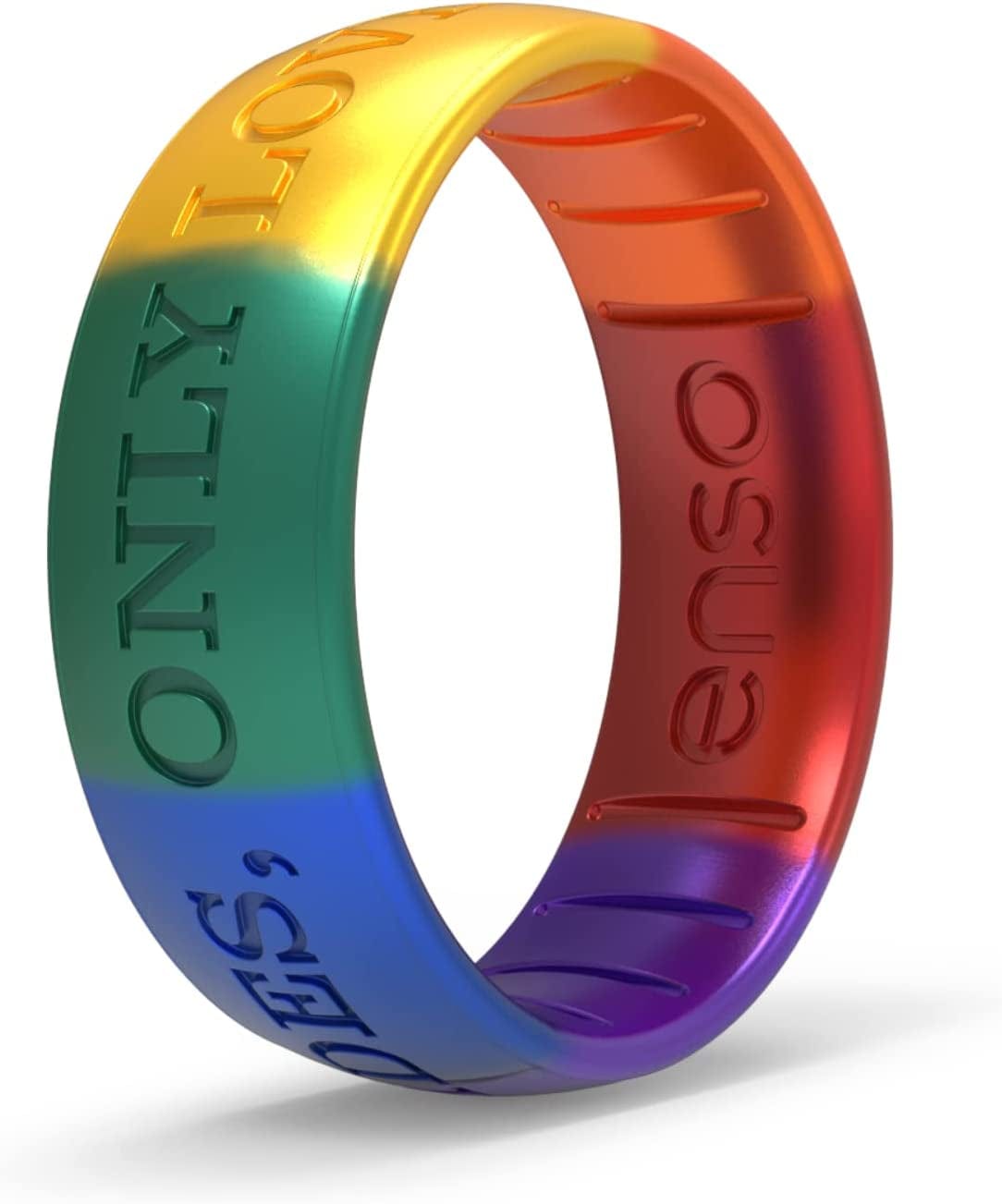 Handcrafted Classic Silicone Ring – Comfortable and Flexible Design – 6.6Mm Wide, 1.75Mm Thick Encircle Pride - "No Sides, Only Love" / 6