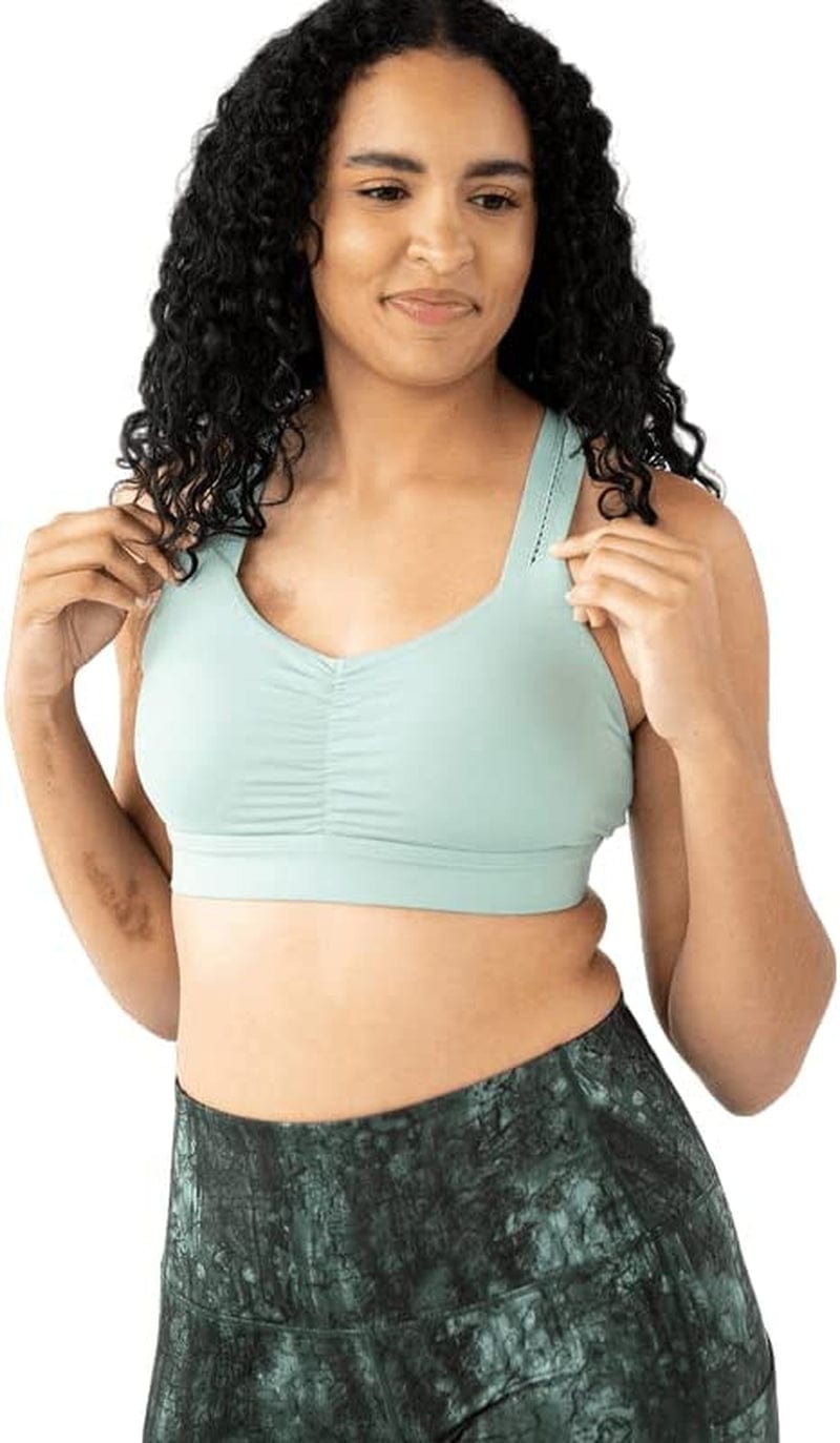 Handful Women'S Y-Back Maximum Support Racerback Sports Bra with Removable Pads, Wire Free Yoga Bra Mint to Be / Small