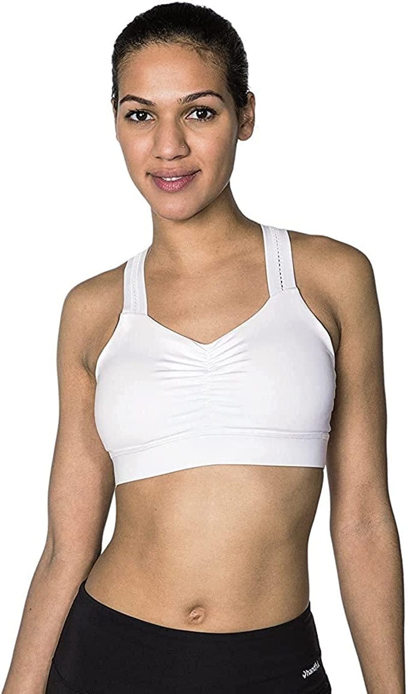 Handful Women'S Y-Back Maximum Support Racerback Sports Bra with Removable Pads, Wire Free Yoga Bra No Headlights White / Small