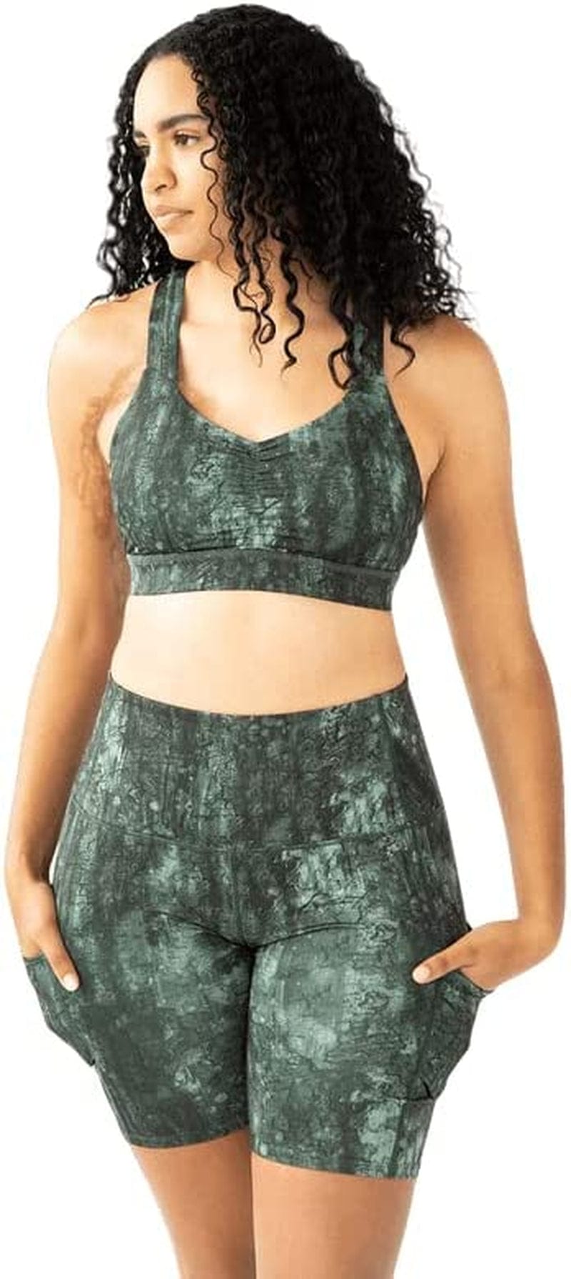 Handful Women'S Y-Back Maximum Support Racerback Sports Bra with Removable Pads, Wire Free Yoga Bra Nature Daze / Medium