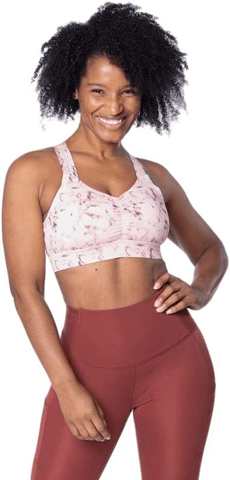 Handful Women'S Y-Back Maximum Support Racerback Sports Bra with Removable Pads, Wire Free Yoga Bra Marbelous / Medium