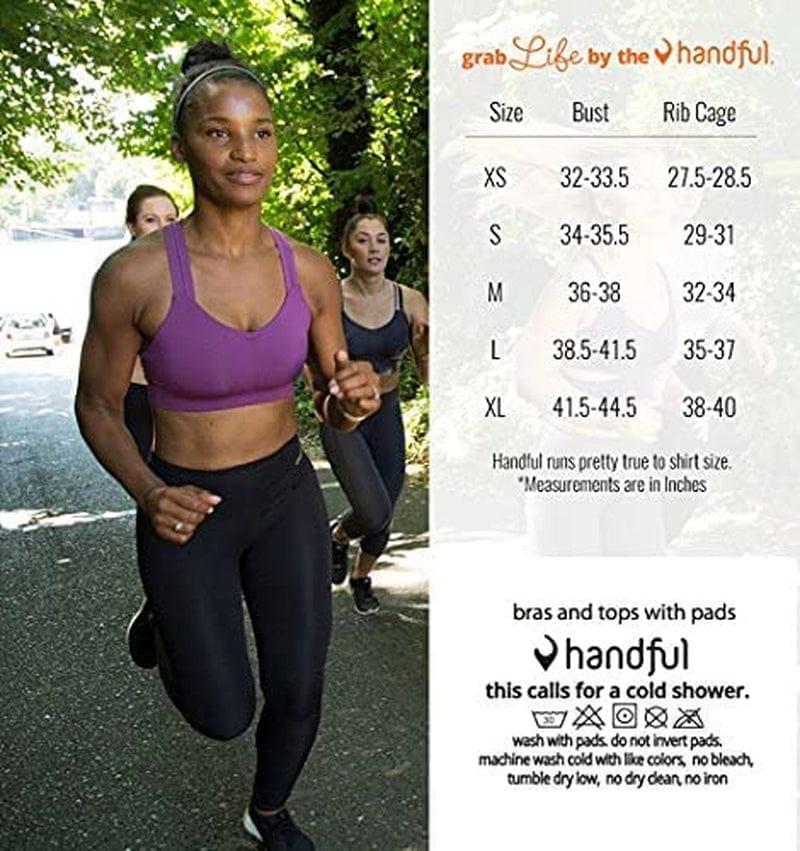 Handful Women'S Y-Back Maximum Support Racerback Sports Bra with Removable Pads, Wire Free Yoga Bra