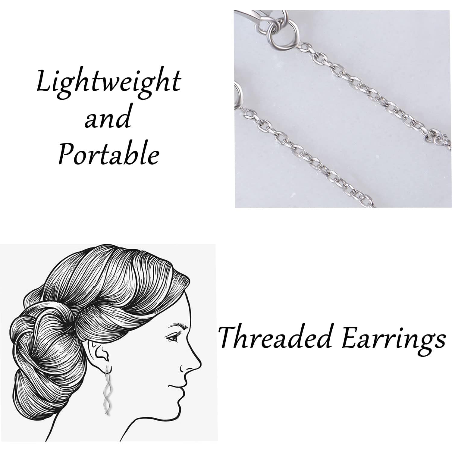 Handmade Earrings for Women, 925 Sterling Silver Earrings, Fashionable Long Threader Earrings, Twisted Linear Curved Dangle Drop Earrings, Hypoallergenic Tiny Twist Earrings Gift for Teens Girls