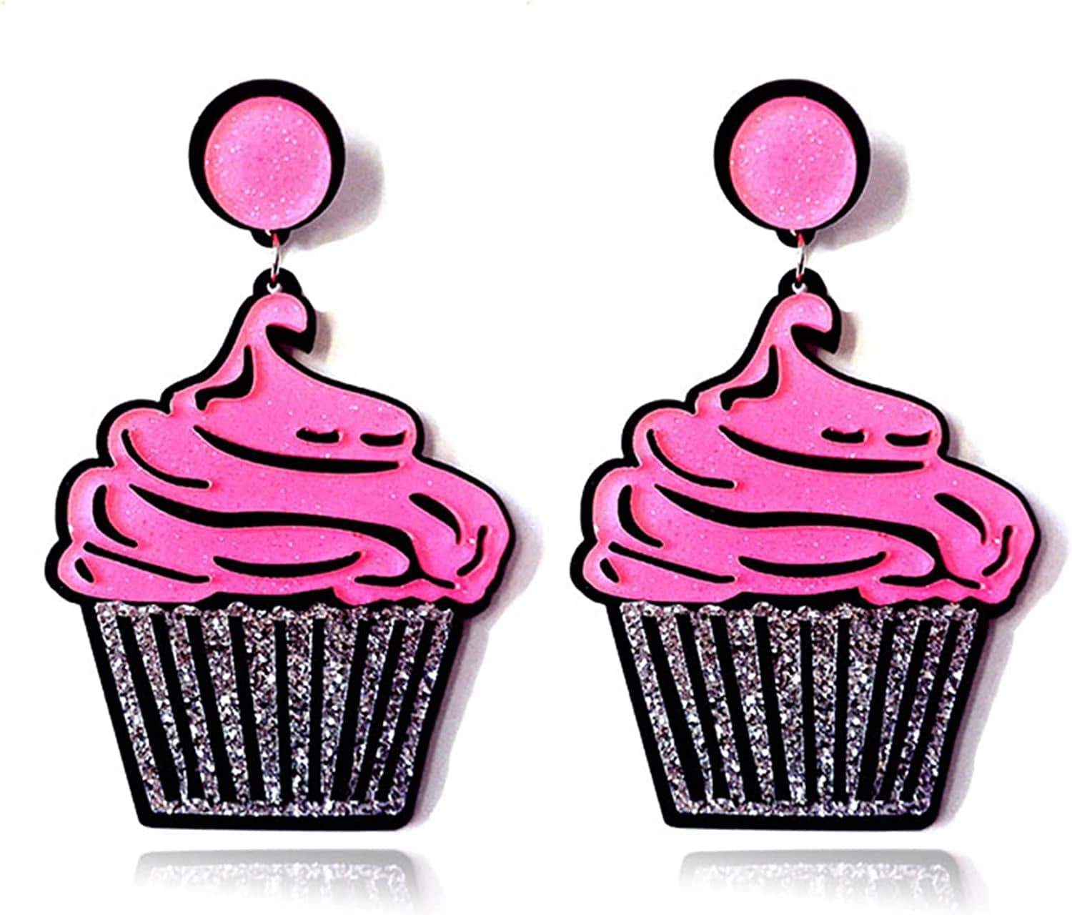 Handmade Imitate Acrylic Food Dangle Earrings Unique Colorful Sweetheart Funny Earrings Cute Ice Cream Cake Hamburger Earrings for Women Girls Statement Jewellery Gifts Cake