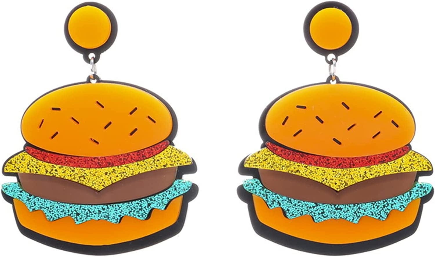 Handmade Imitate Acrylic Food Dangle Earrings Unique Colorful Sweetheart Funny Earrings Cute Ice Cream Cake Hamburger Earrings for Women Girls Statement Jewellery Gifts Hamburger