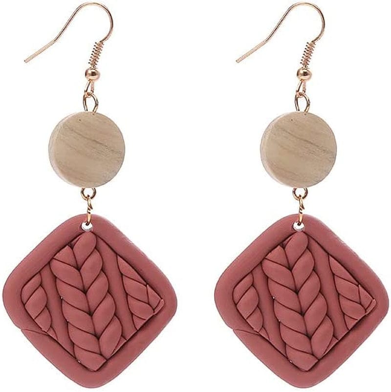 Handmade Polymer Clay Rattan Flower Earring for Women Girls Cute Geometric Boho Drop Dangle Earrings Lightweight Dainty Jewelry Gift(A) A / One Size