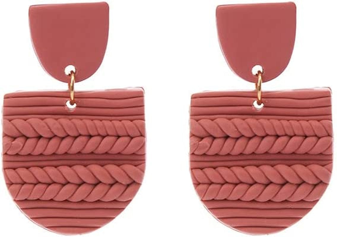 Handmade Polymer Clay Rattan Flower Earring for Women Girls Cute Geometric Boho Drop Dangle Earrings Lightweight Dainty Jewelry Gift(A) B / One Size