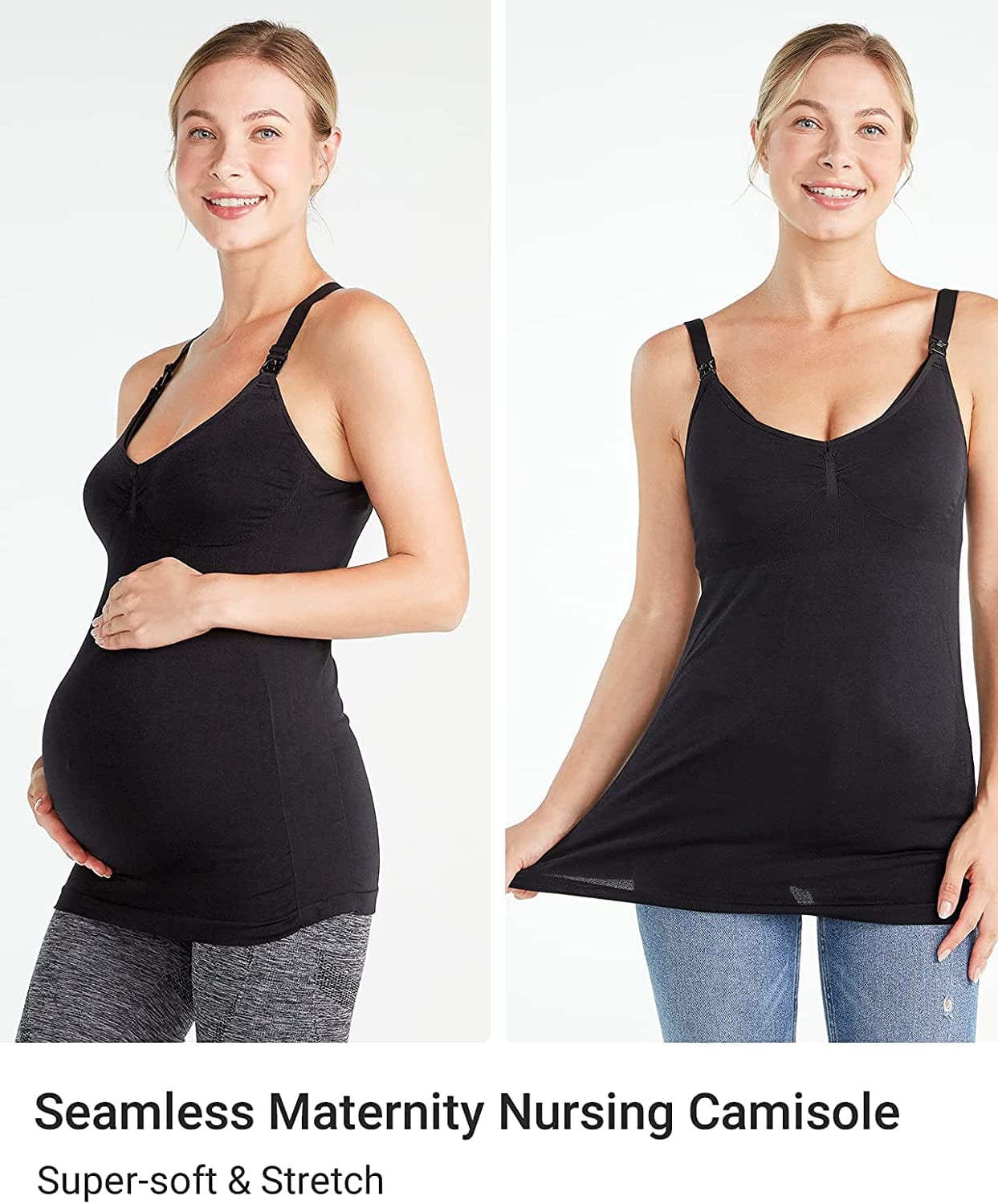 Hands Free Pumping & Nursing All-In-One Nursing Tank Tops with Built in Bra Women Maternity Nursing and Pumping Camis