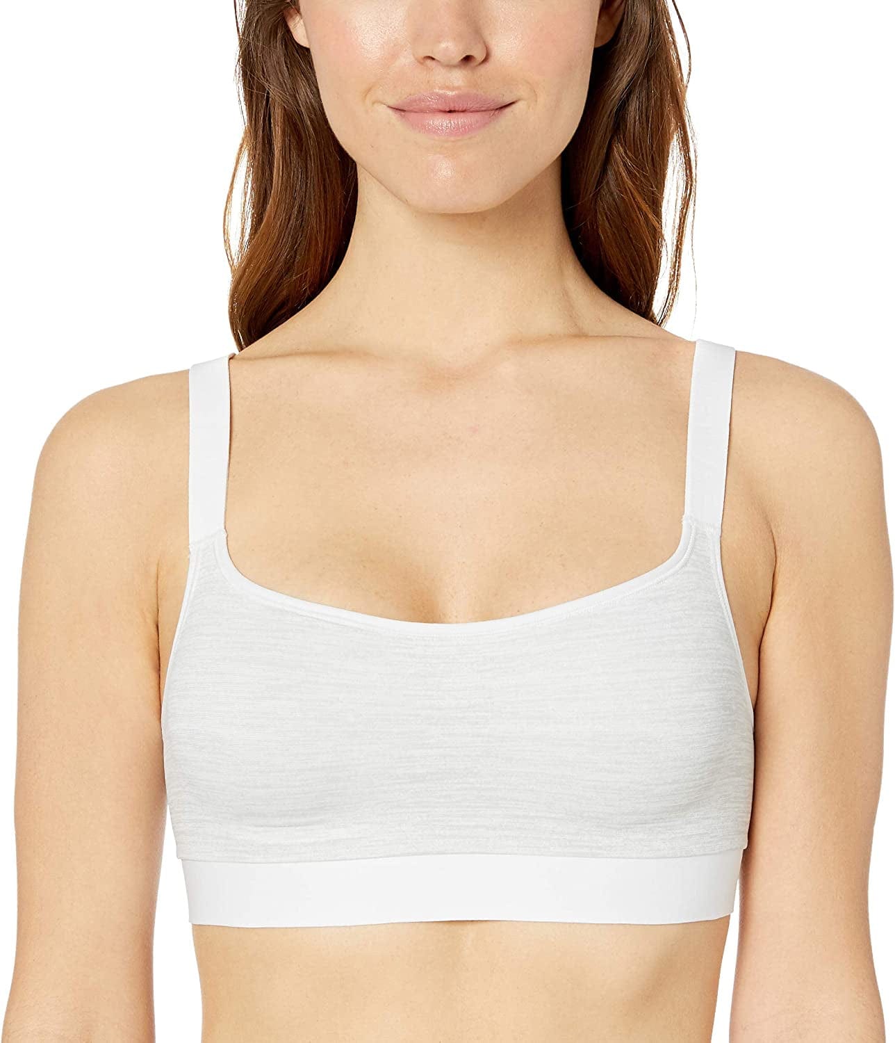 Hanes Black Sports Bra, Reversible Wireless Bra, Moisture-Wicking, Smoothtec Wirefree Sterling Heather Print / Small
