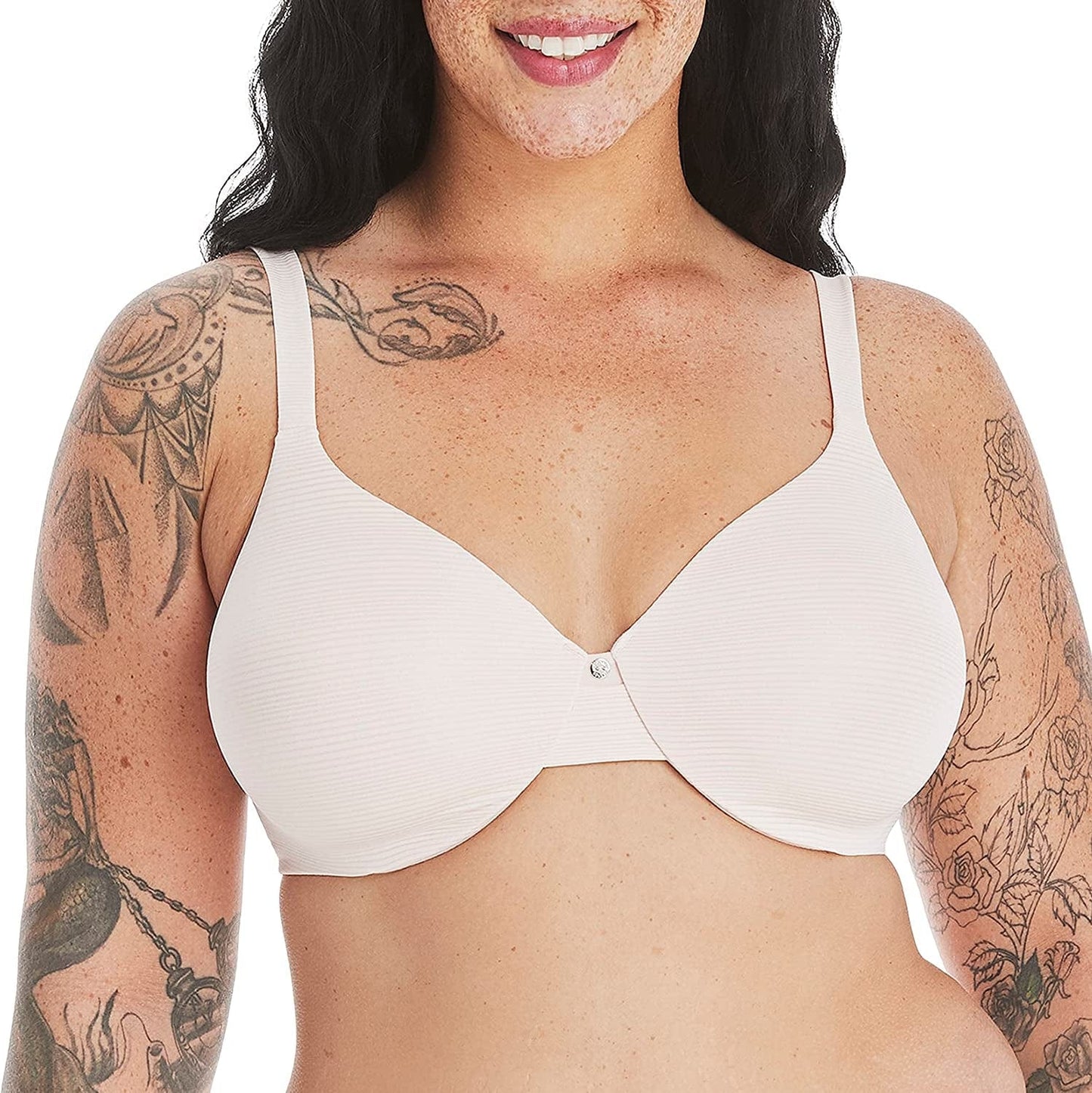 Hanes Ultimate Underwire Bra, Low-Cut T-Shirt Bra, Convertible Underwire Bra, Convertible Underwire T-Shirt Bra Stripe Light Buff / Underwire / 38C