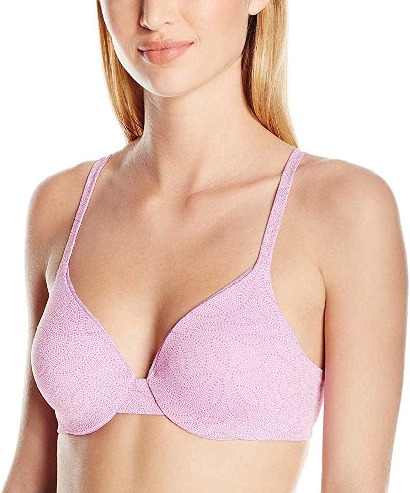 Hanes Ultimate Underwire Bra, Low-Cut T-Shirt Bra, Convertible Underwire Bra, Convertible Underwire T-Shirt Bra Dotty Leaf Print / Comfortable / 36C