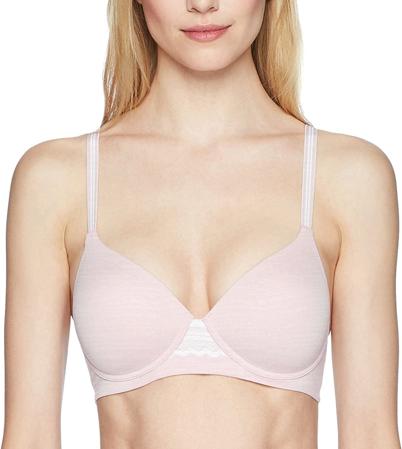 Hanes Ultimate Women'S T-Shirt Natural Lift Foam Wirefree Bra DHHU25 Model Pink/White / Small