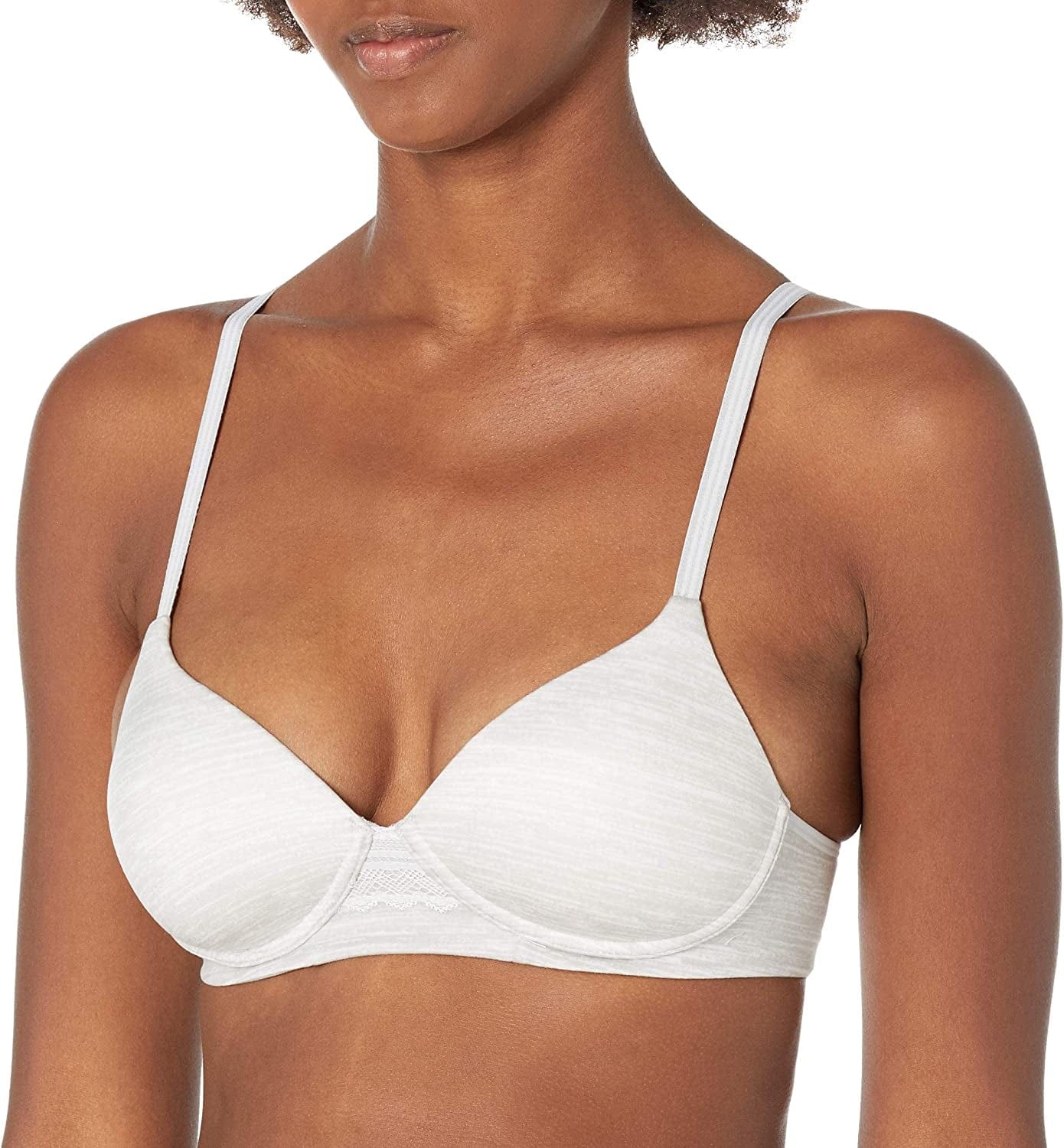 Hanes Ultimate Women'S T-Shirt Natural Lift Foam Wirefree Bra DHHU25 Sterling Grey Heather Print/White / Small