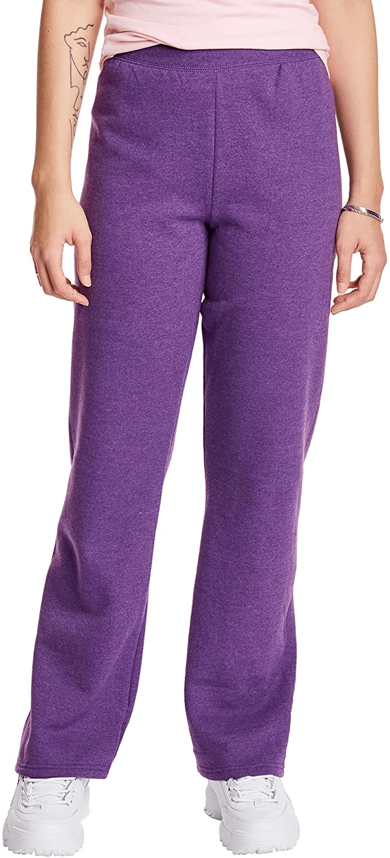 Hanes Women'S Ecosmart Open Bottom Leg Sweatpants Apparel & Accessories > Clothing > Underwear & Socks > Lingerie Hanes Violet Splendor Heather XX-Large