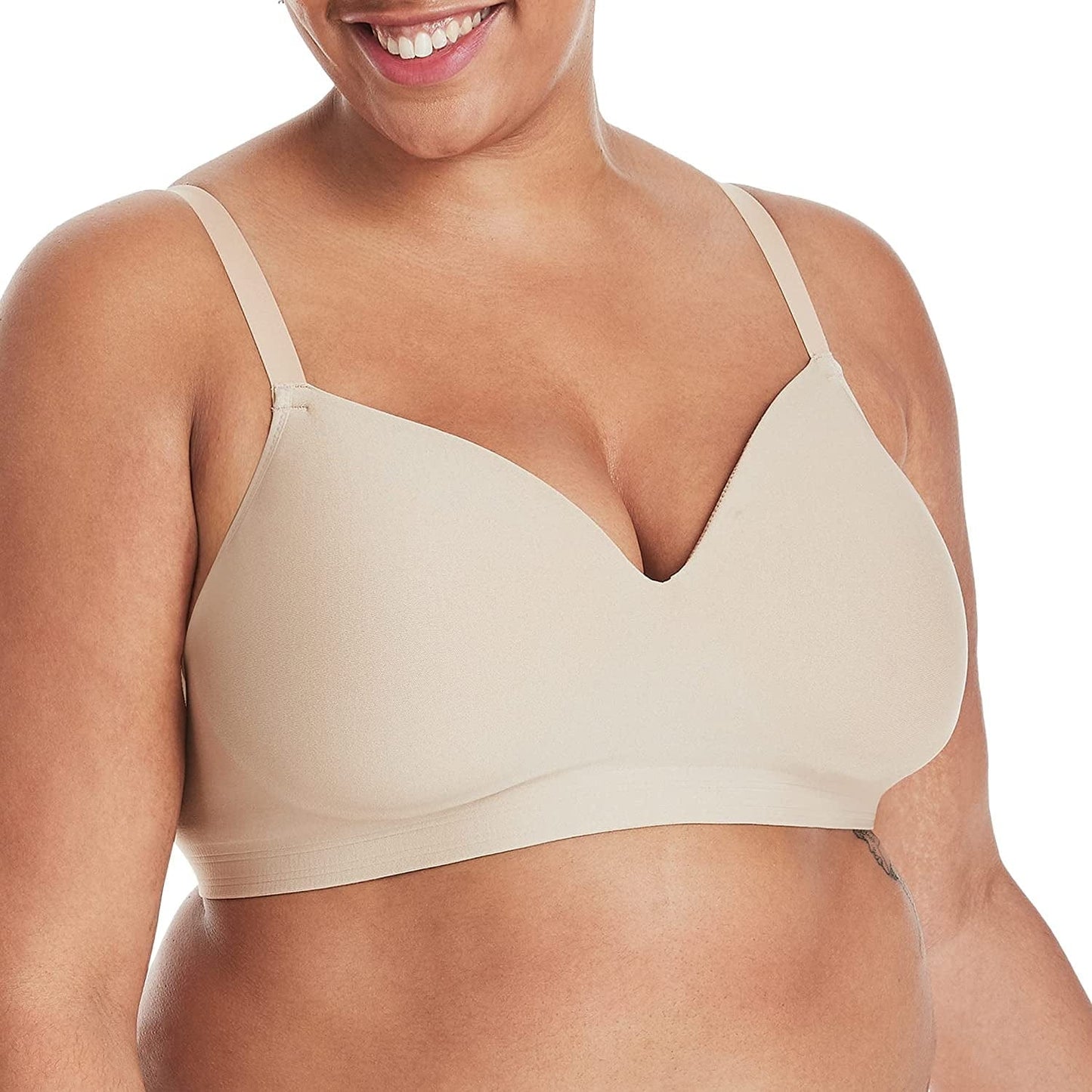 Hanes Women'S Smoothtec Comfortflex Fit Wirefree Bra MHG199 Nude Embellished / X-Large