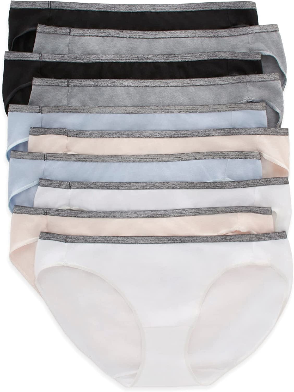 Hanes Women'S Stretch Panties, Moisture-Wicking Cotton Underwear, 10-Pack (Colors May Vary) Bikini Assorted 2 / Bikini / 5