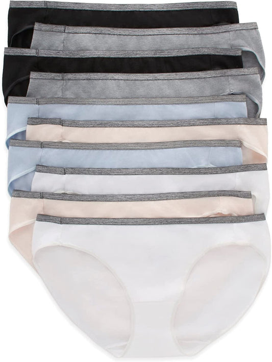 Hanes Women'S Stretch Panties, Moisture-Wicking Cotton Underwear, 10-Pack (Colors May Vary) Bikini Assorted 2 / Bikini / 5