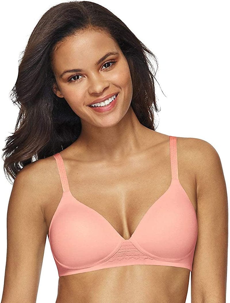 Hanes Women'S T-Shirt Natural Lift Foam Wirefree Bra Dhhu25 Budding Pink / X-Large