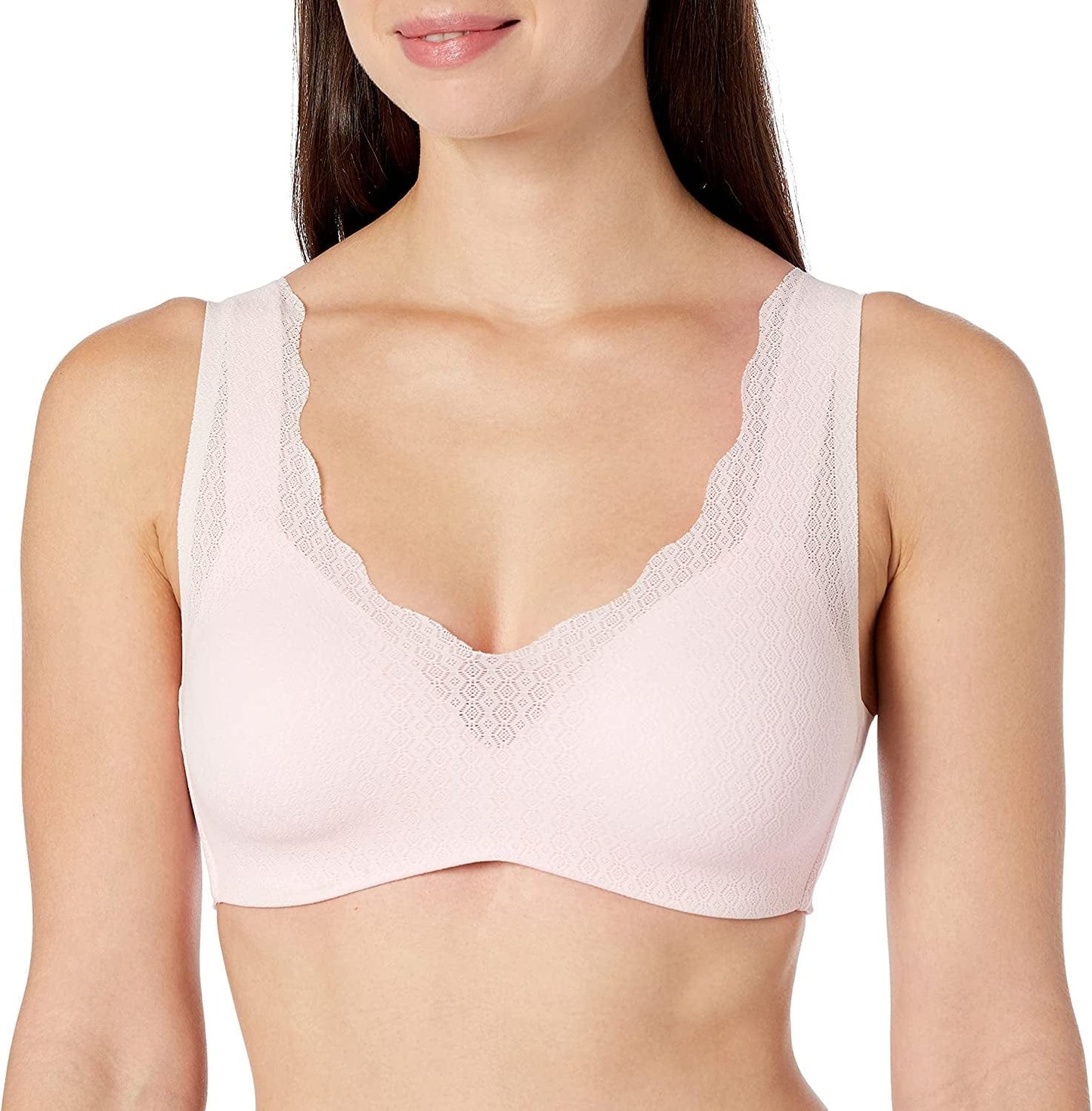 Hanes Women'S Ultra Light Comfort with Support Strap Wirefree Bra Dhhu39 Light Buff Lace / Large