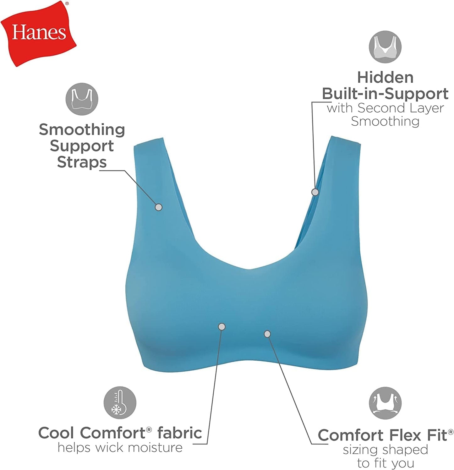 Hanes Women'S Ultra Light Comfort with Support Strap Wirefree Bra Dhhu39