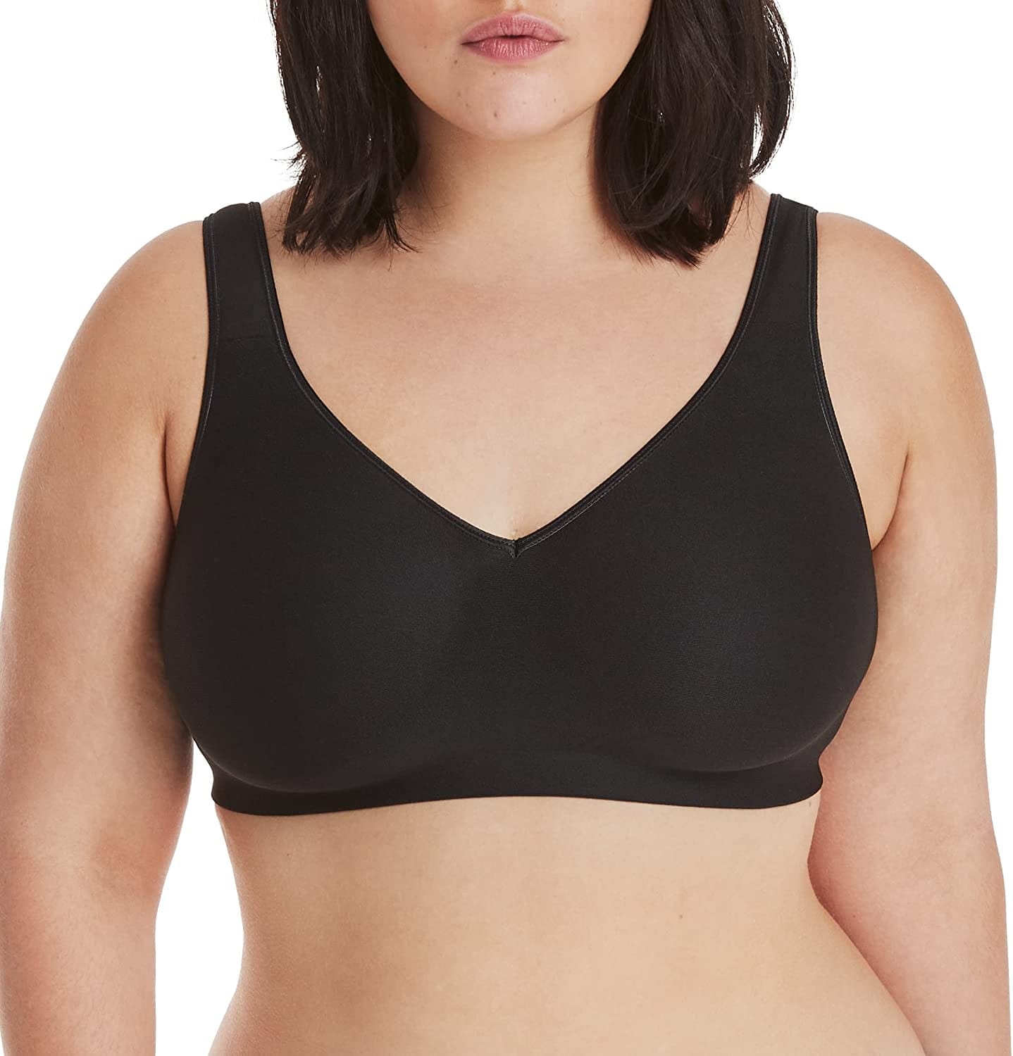 Hanes Women'S Wireless Bra with Cooling, Seamless Smooth Comfort Wirefree T-Shirt Bra Black / X-Large